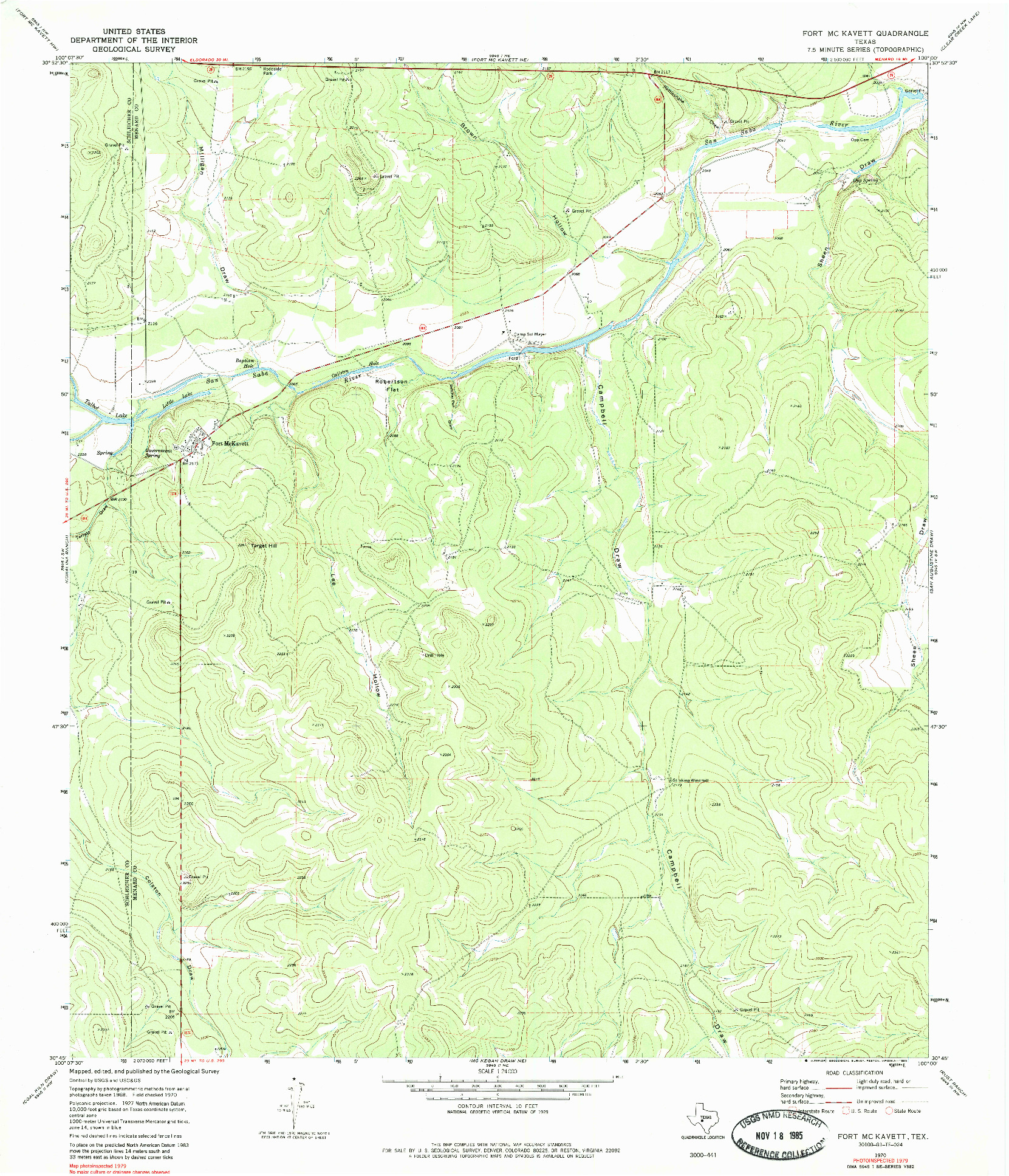 USGS 1:24000-SCALE QUADRANGLE FOR FORT MCKAVETT, TX 1970