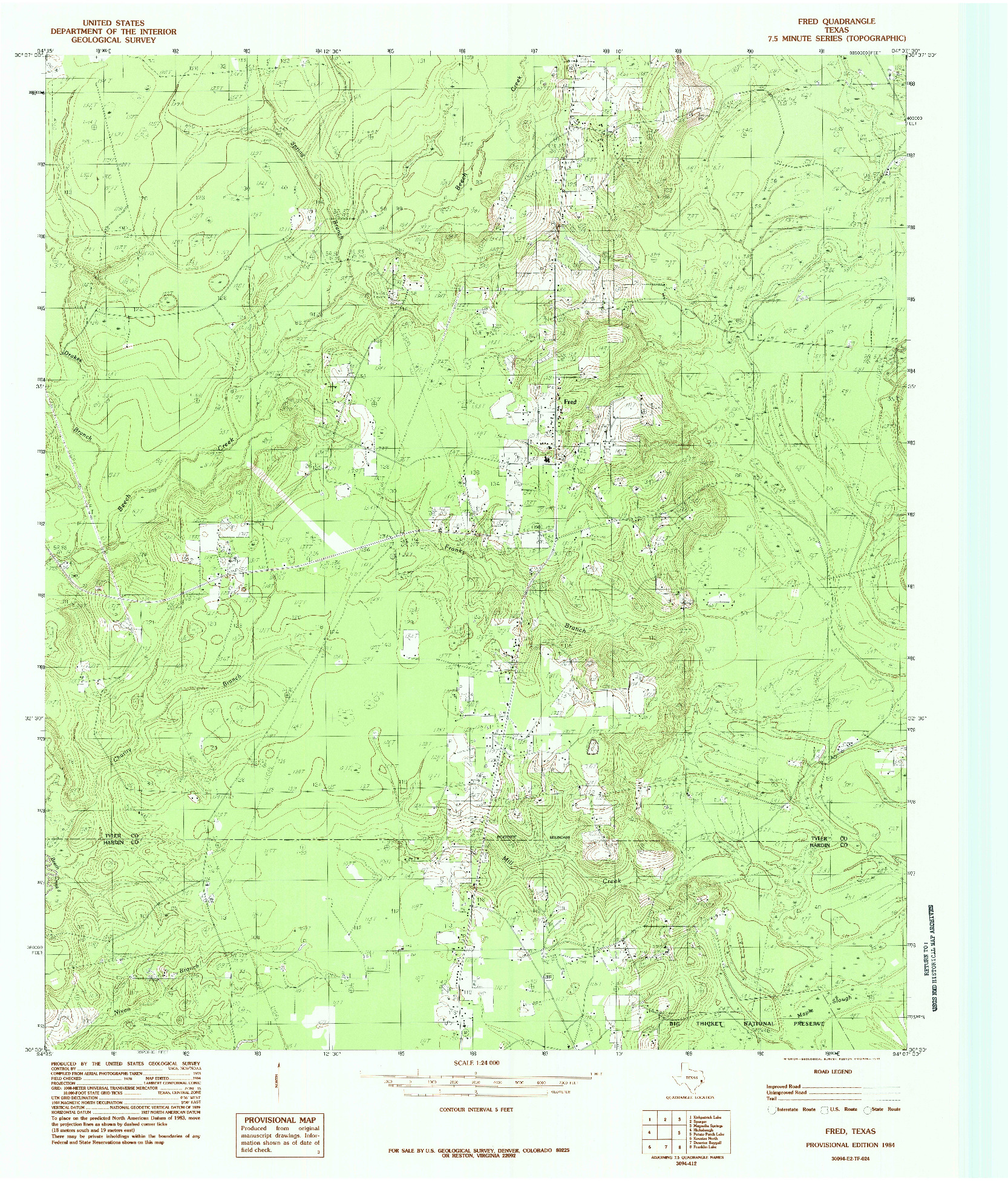 USGS 1:24000-SCALE QUADRANGLE FOR FRED, TX 1984