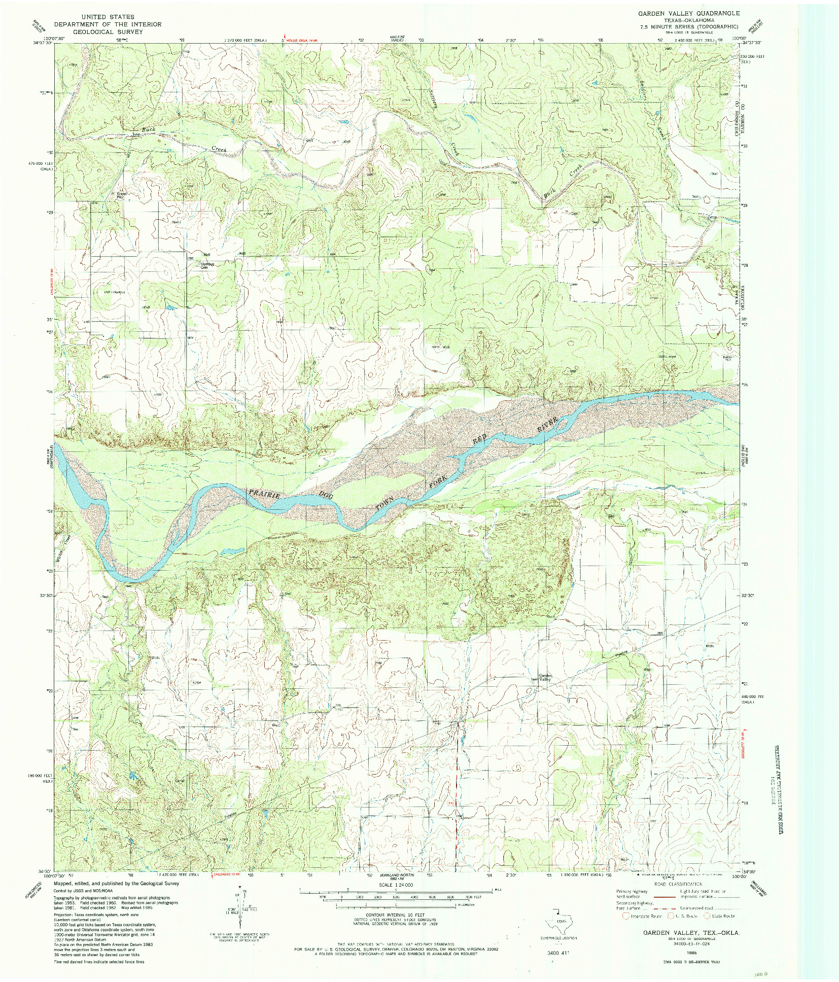 USGS 1:24000-SCALE QUADRANGLE FOR GARDEN VALLEY, TX 1985