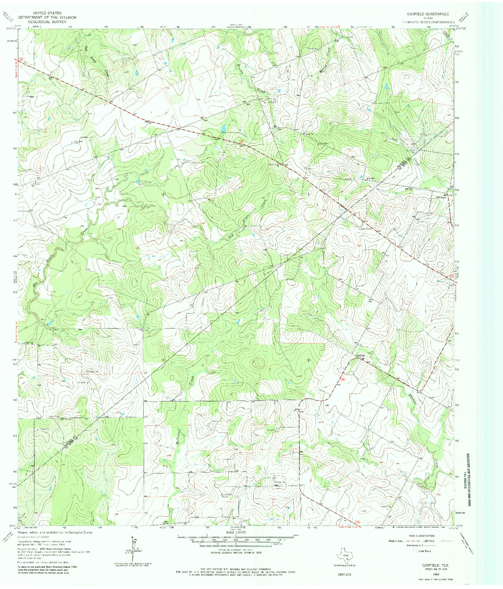 USGS 1:24000-SCALE QUADRANGLE FOR GARFIELD, TX 1963