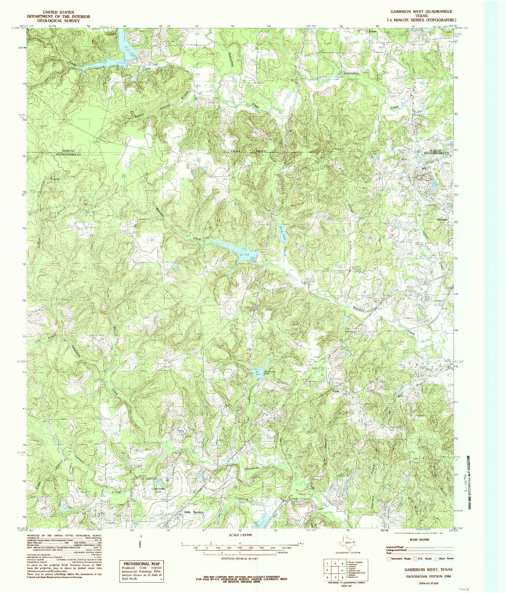 USGS 1:24000-SCALE QUADRANGLE FOR GARRISON WEST, TX 1984