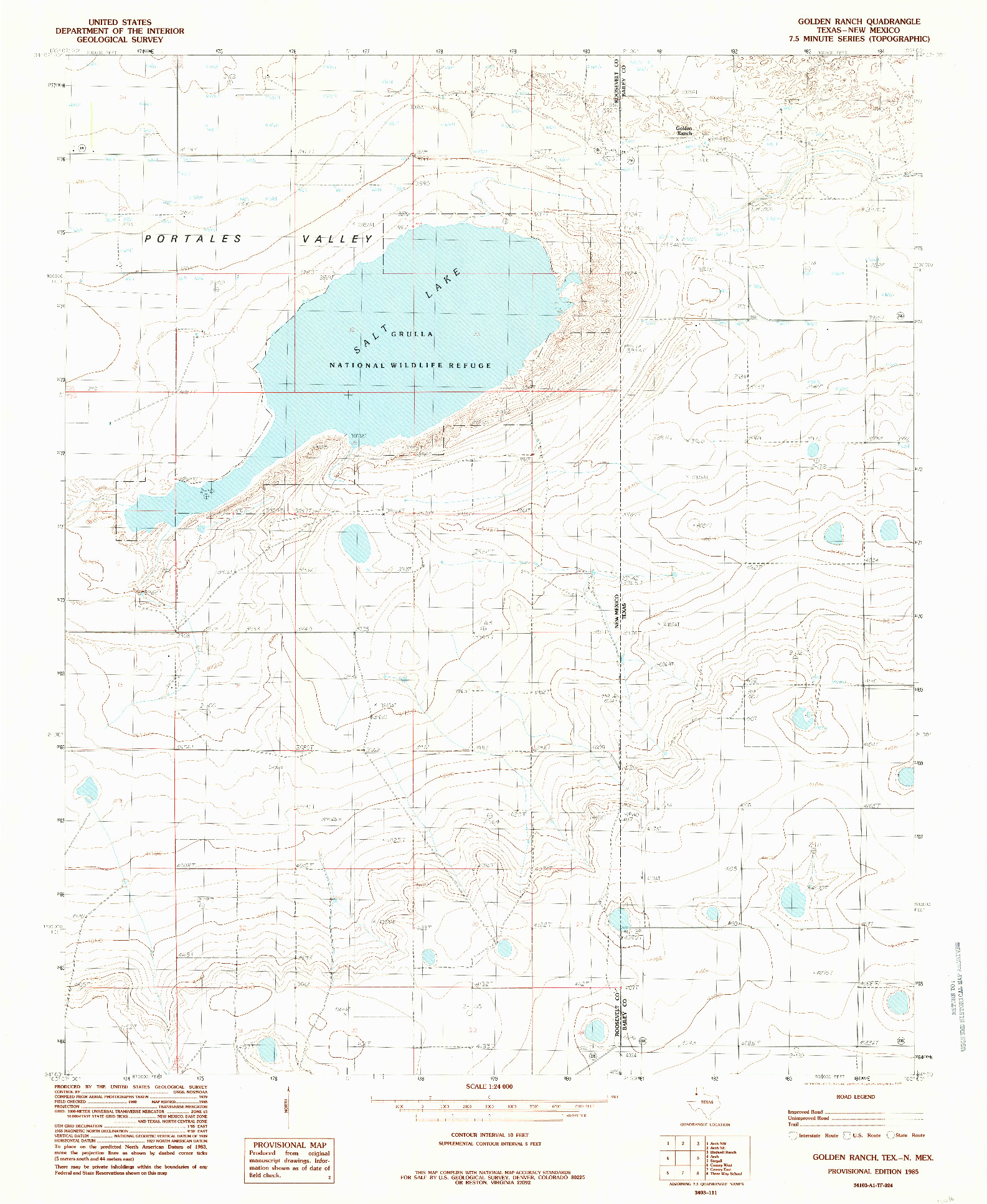 USGS 1:24000-SCALE QUADRANGLE FOR GOLDEN RANCH, TX 1985