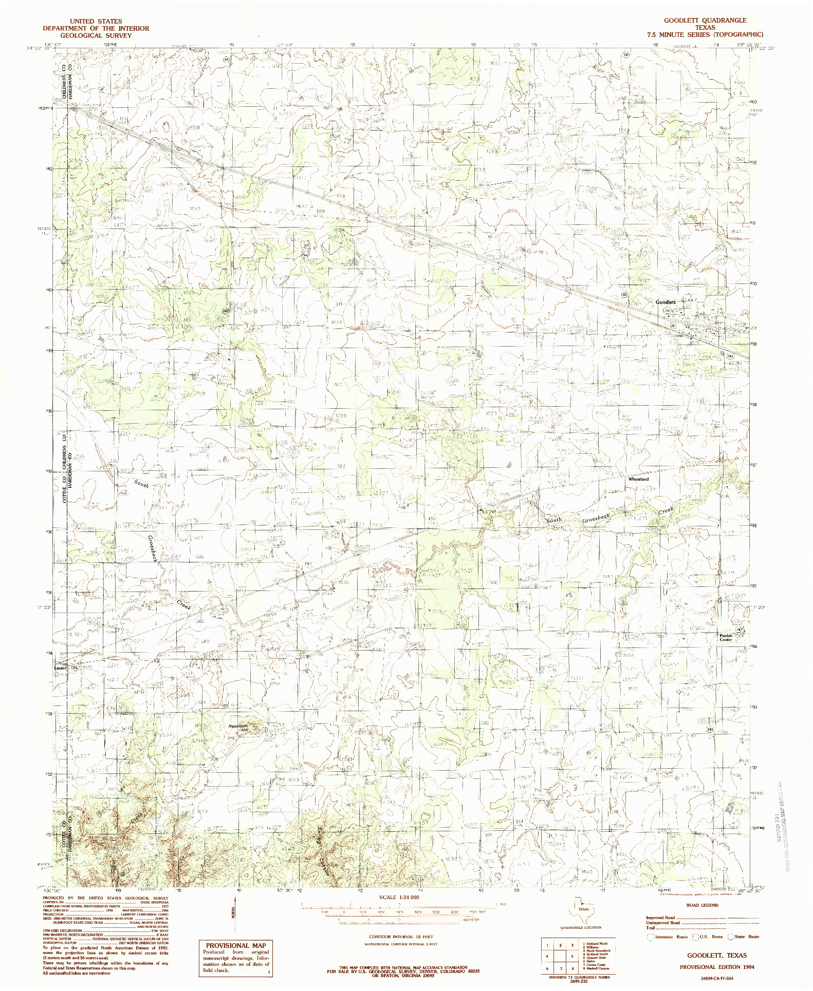 USGS 1:24000-SCALE QUADRANGLE FOR GOODLETT, TX 1984