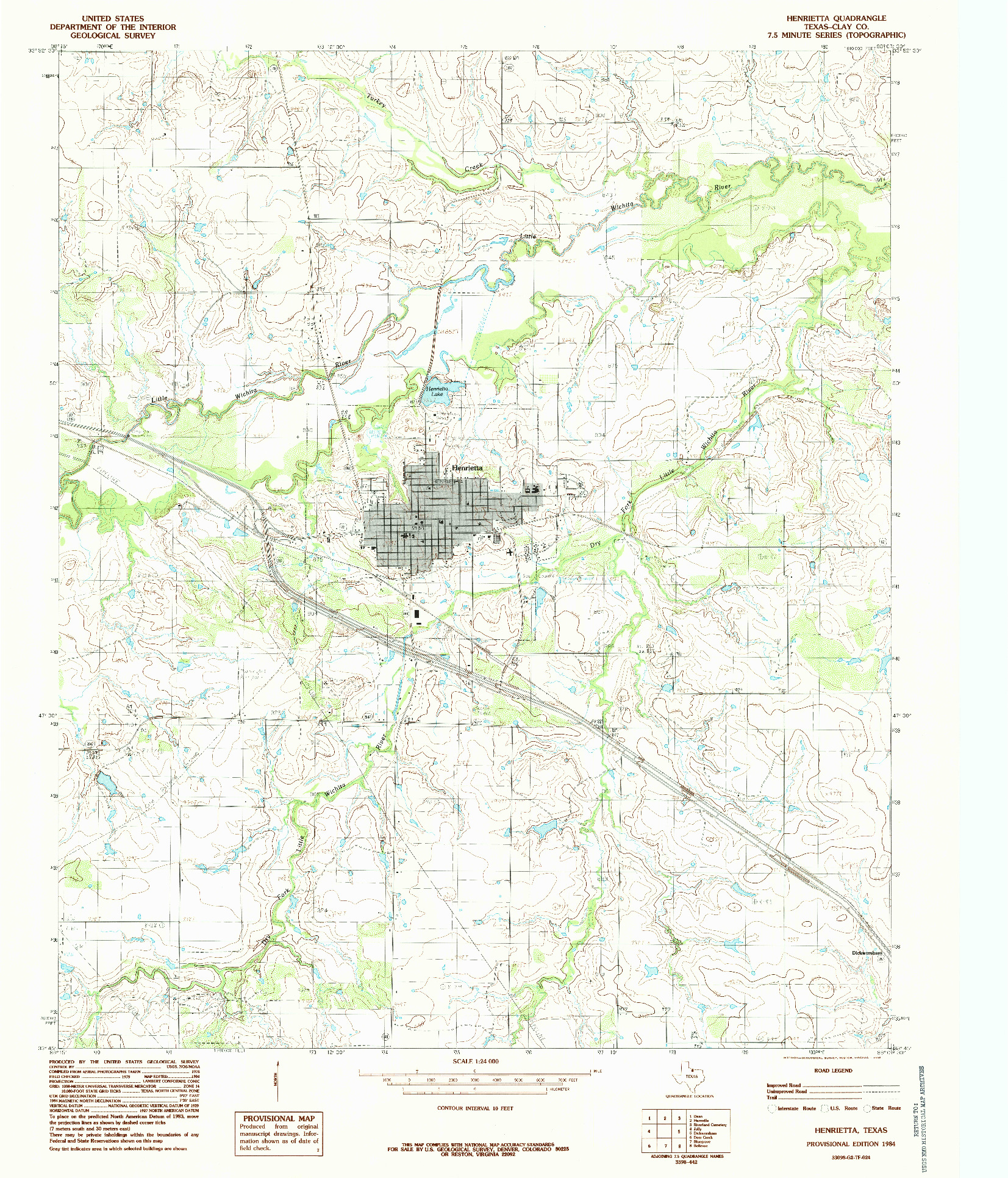 USGS 1:24000-SCALE QUADRANGLE FOR HENRIETTA, TX 1984