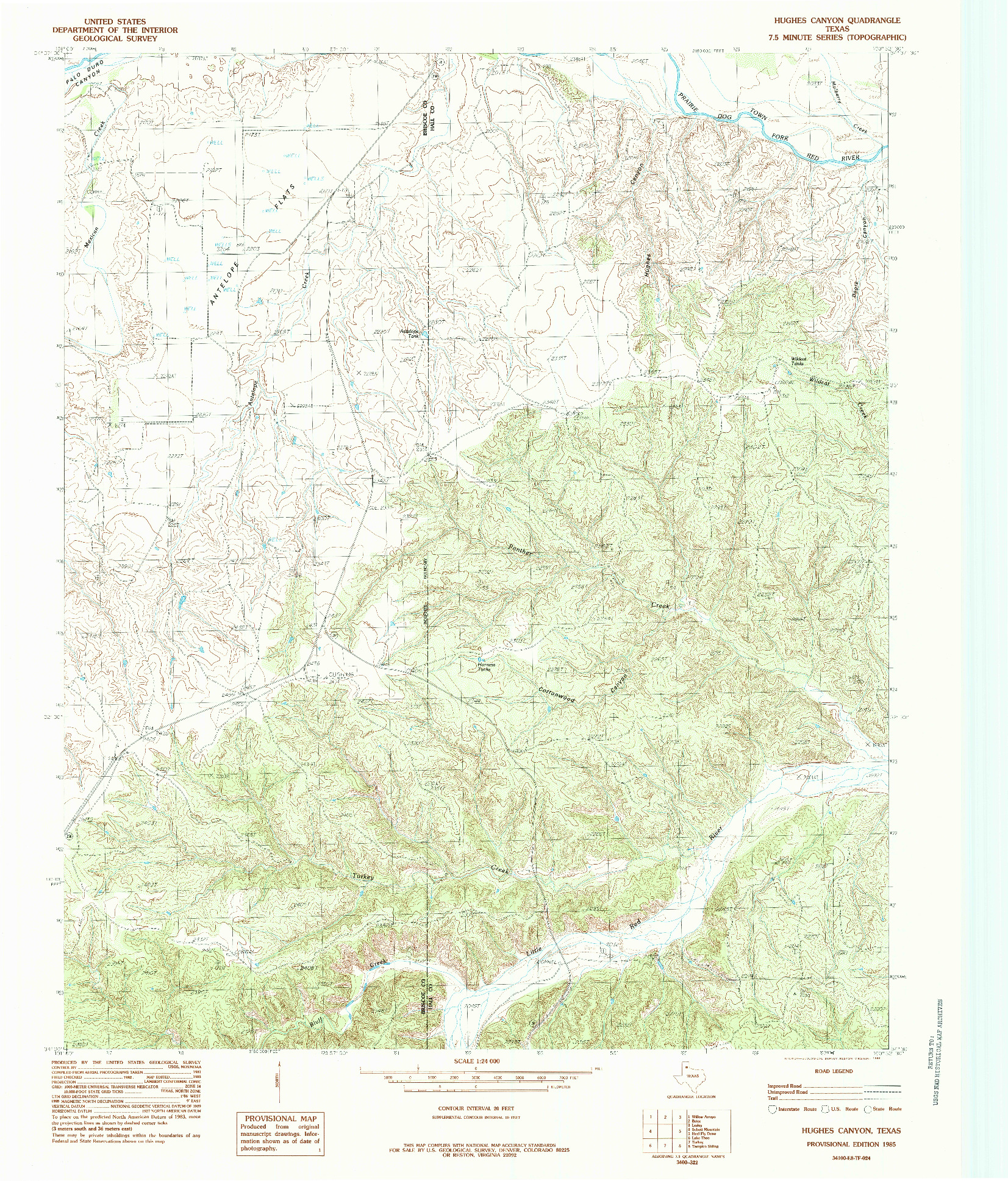 USGS 1:24000-SCALE QUADRANGLE FOR HUGHES CANYON, TX 1985