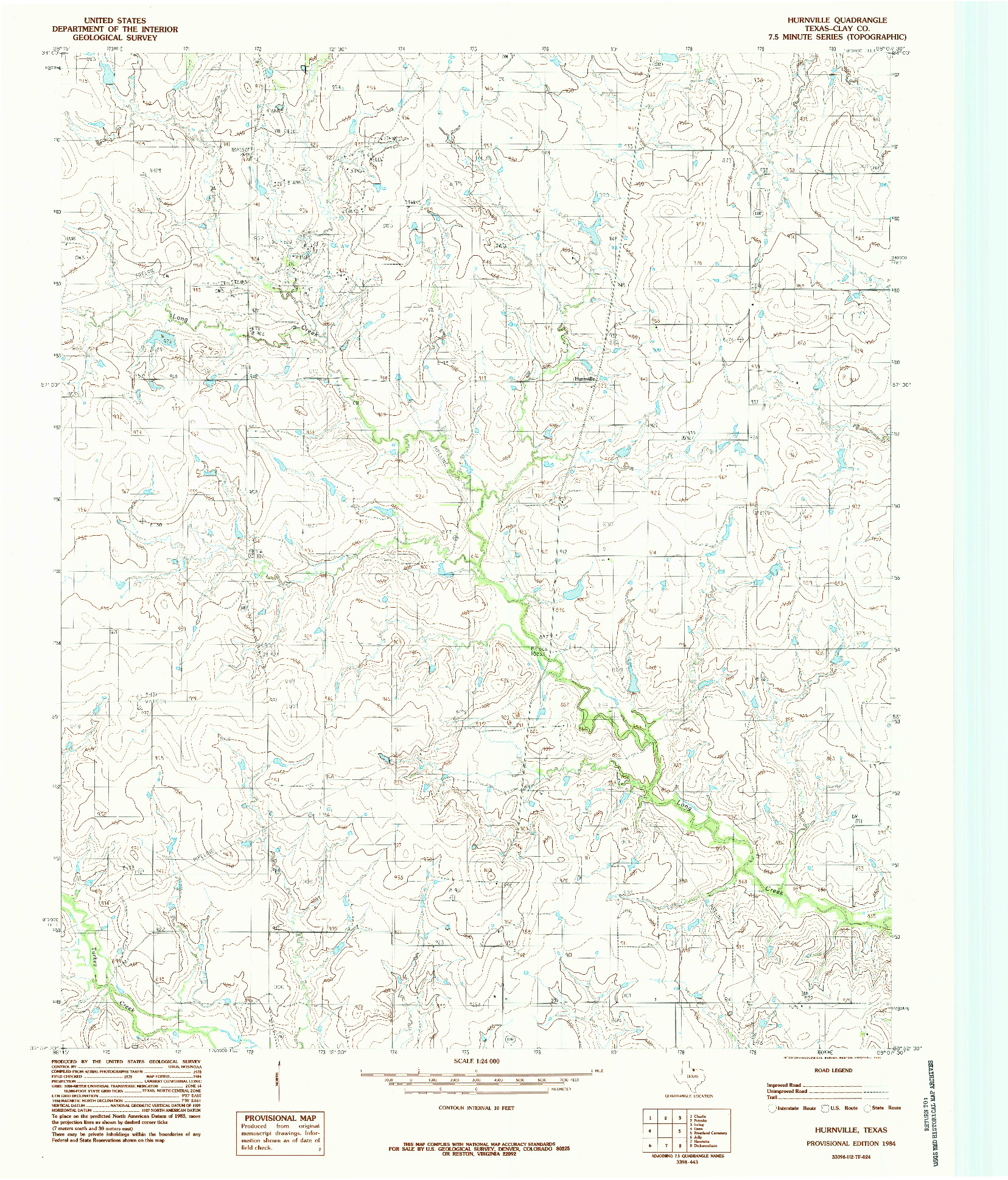 USGS 1:24000-SCALE QUADRANGLE FOR HURNVILLE, TX 1984