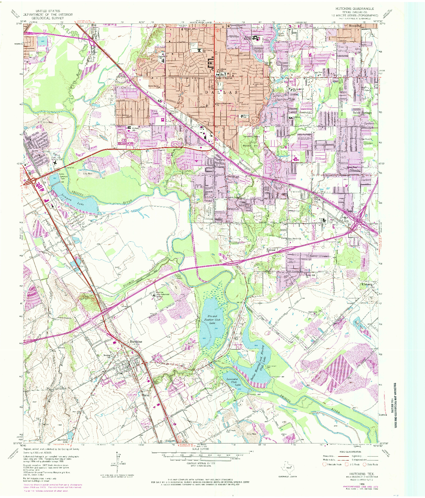 USGS 1:24000-SCALE QUADRANGLE FOR HUTCHINS, TX 1958