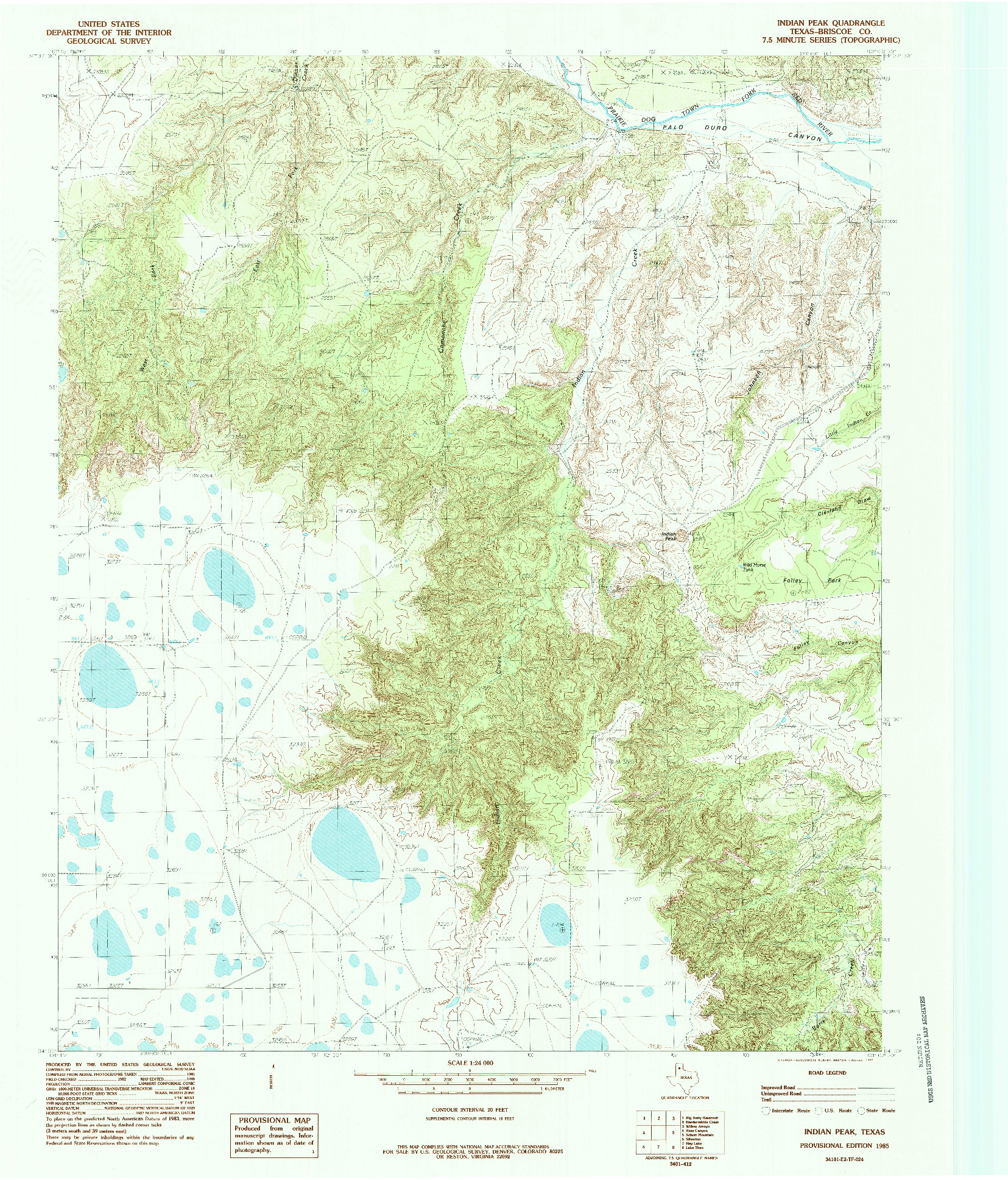 USGS 1:24000-SCALE QUADRANGLE FOR INDIAN PEAK, TX 1985