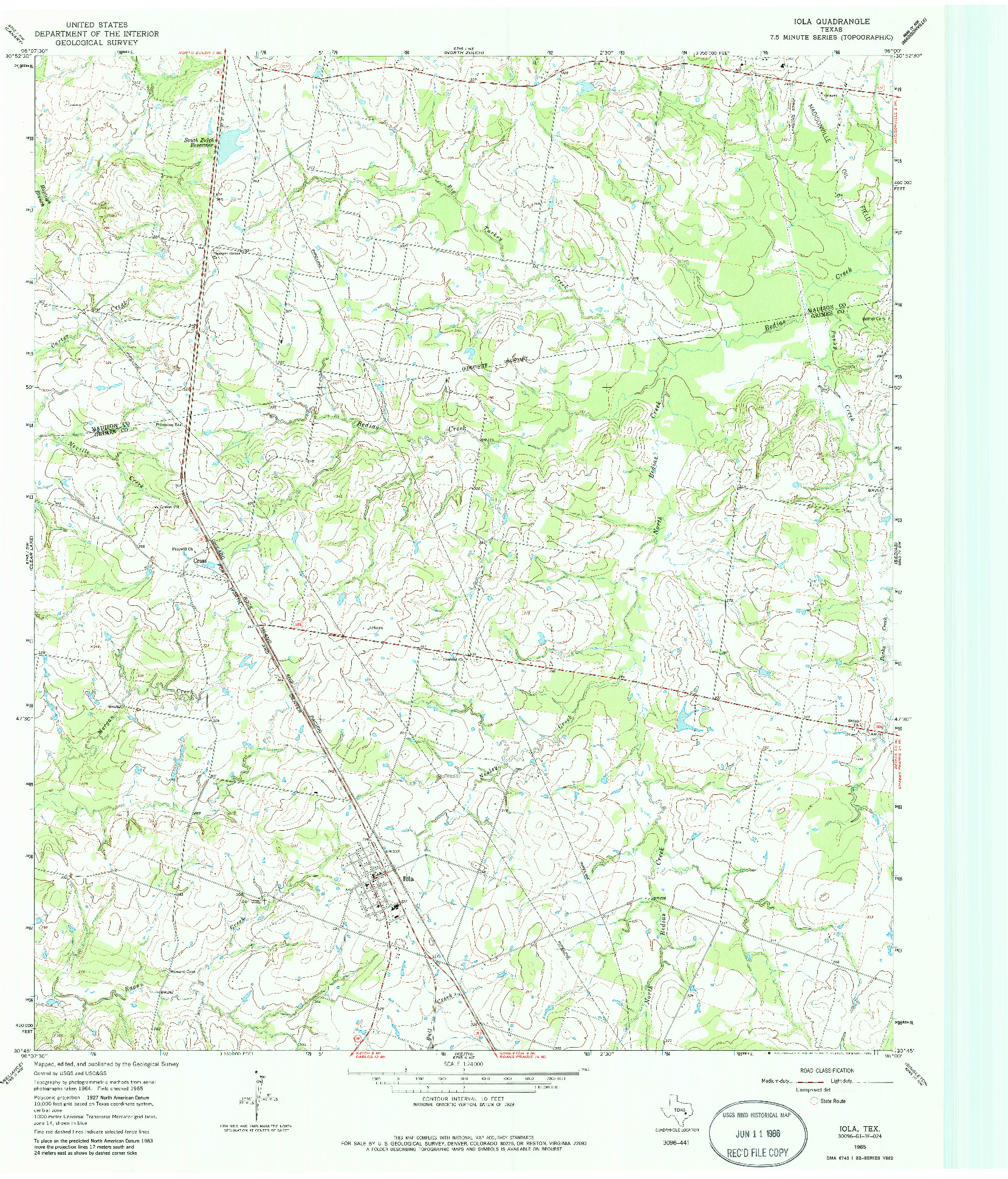 USGS 1:24000-SCALE QUADRANGLE FOR IOLA, TX 1965