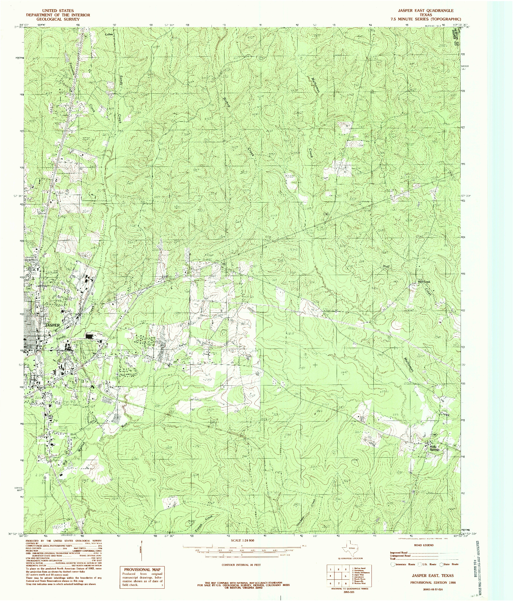 USGS 1:24000-SCALE QUADRANGLE FOR JASPER EAST, TX 1984