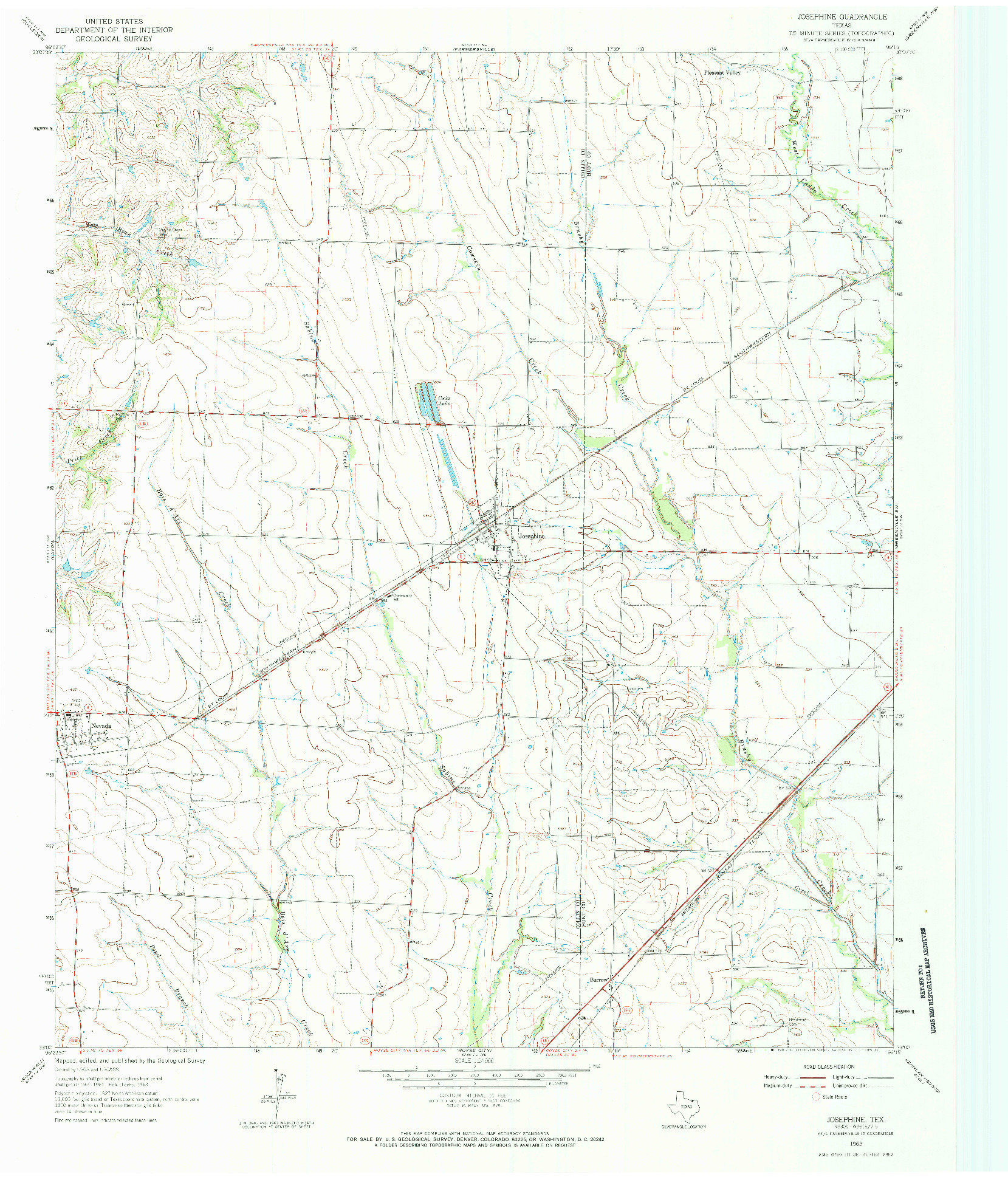 USGS 1:24000-SCALE QUADRANGLE FOR JOSEPHINE, TX 1963