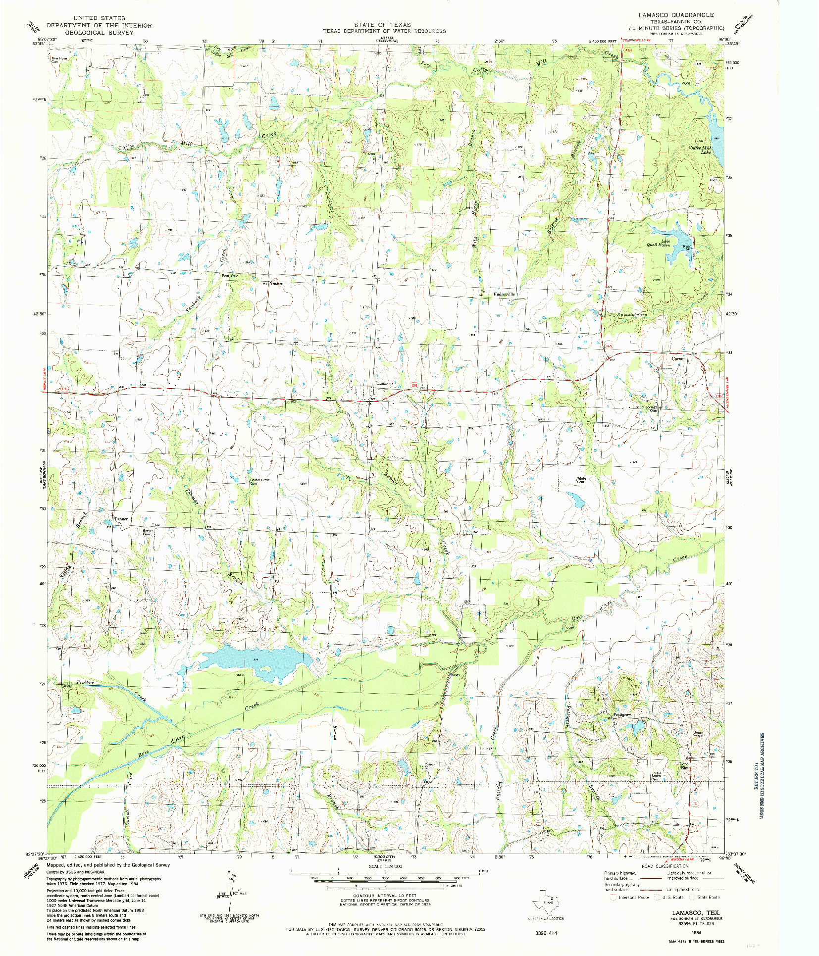 USGS 1:24000-SCALE QUADRANGLE FOR LAMASCO, TX 1984