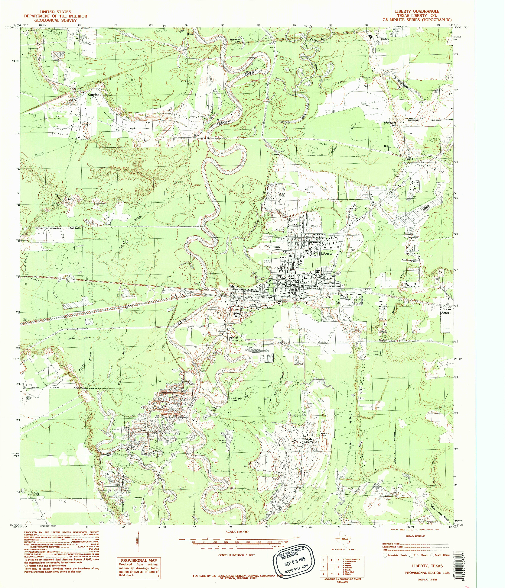 USGS 1:24000-SCALE QUADRANGLE FOR LIBERTY, TX 1984