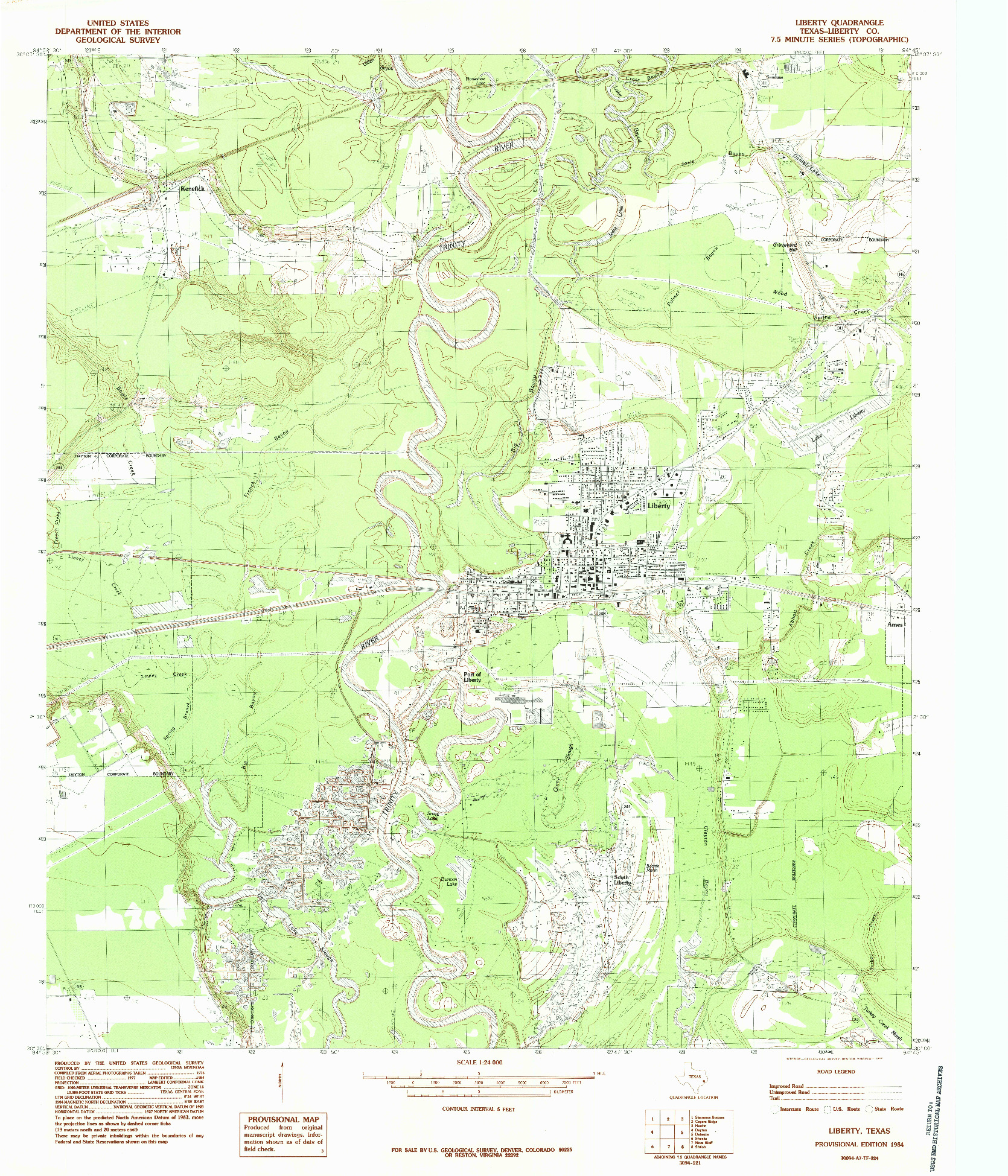 USGS 1:24000-SCALE QUADRANGLE FOR LIBERTY, TX 1984