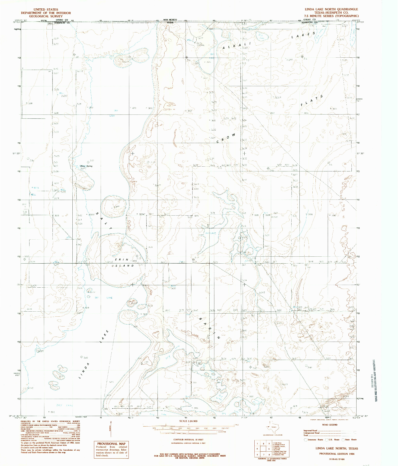 USGS 1:24000-SCALE QUADRANGLE FOR LINDA LAKE NORTH, TX 1984