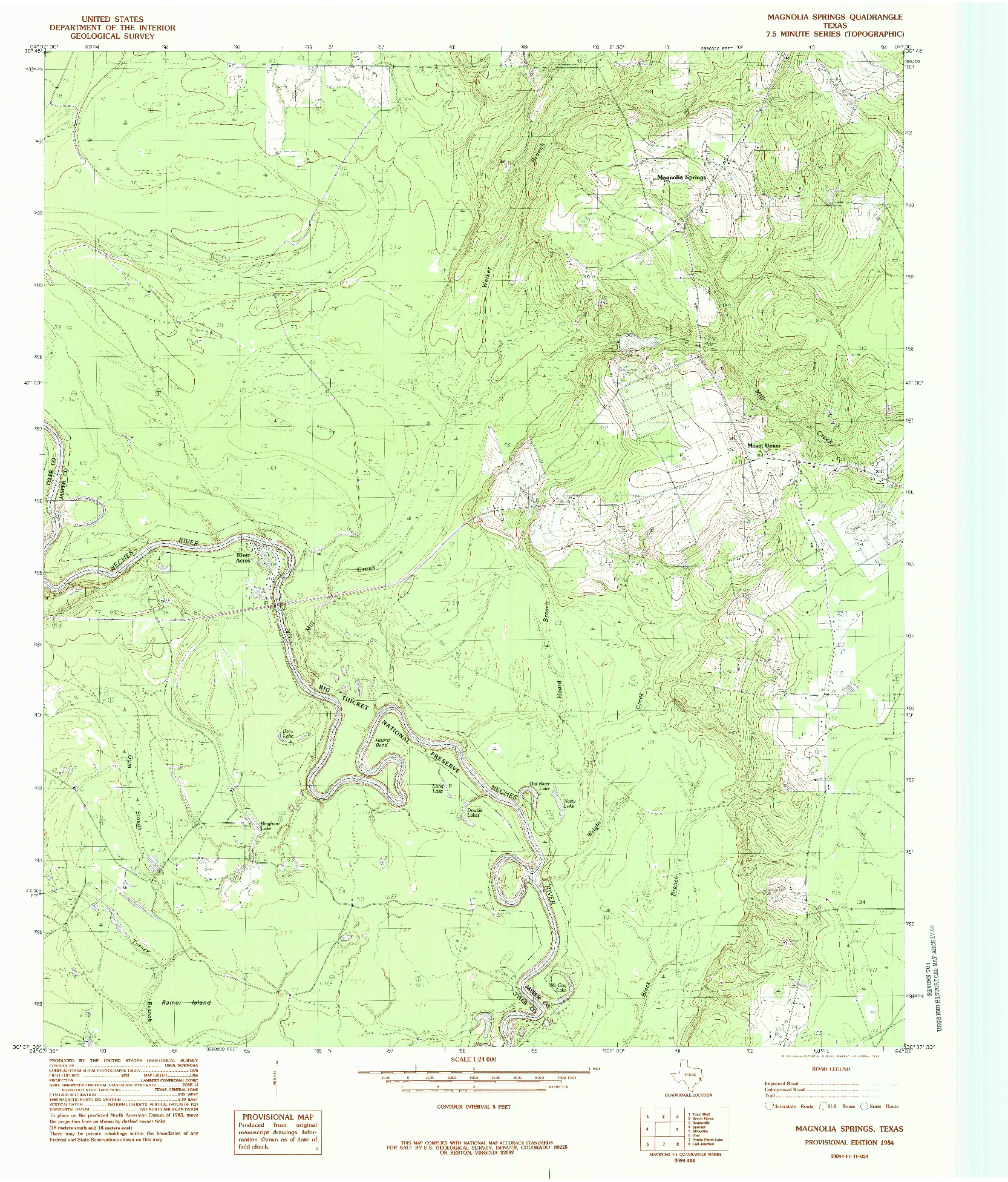 USGS 1:24000-SCALE QUADRANGLE FOR MAGNOLIA SPRINGS, TX 1984