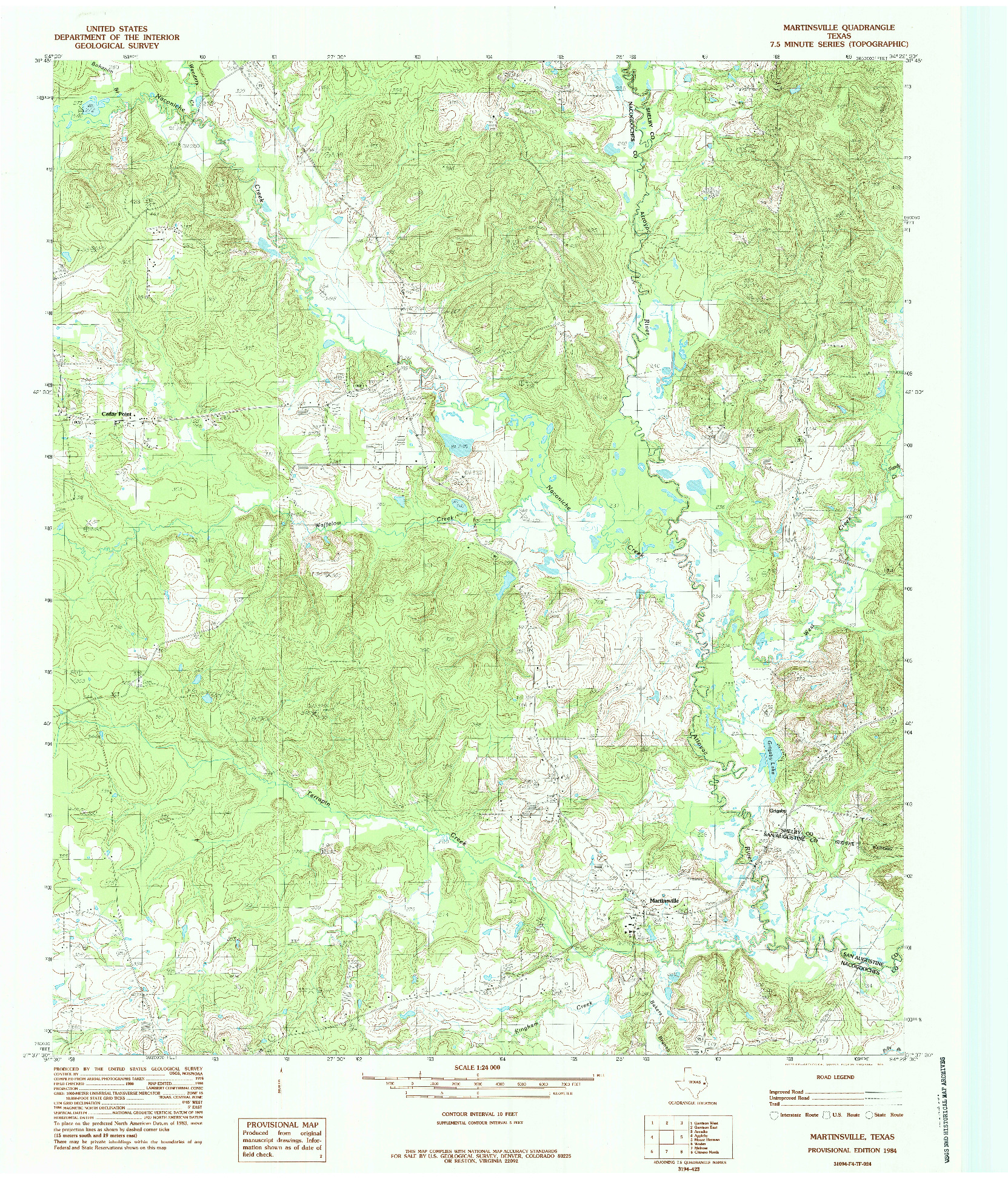 USGS 1:24000-SCALE QUADRANGLE FOR MARTINSVILLE, TX 1984