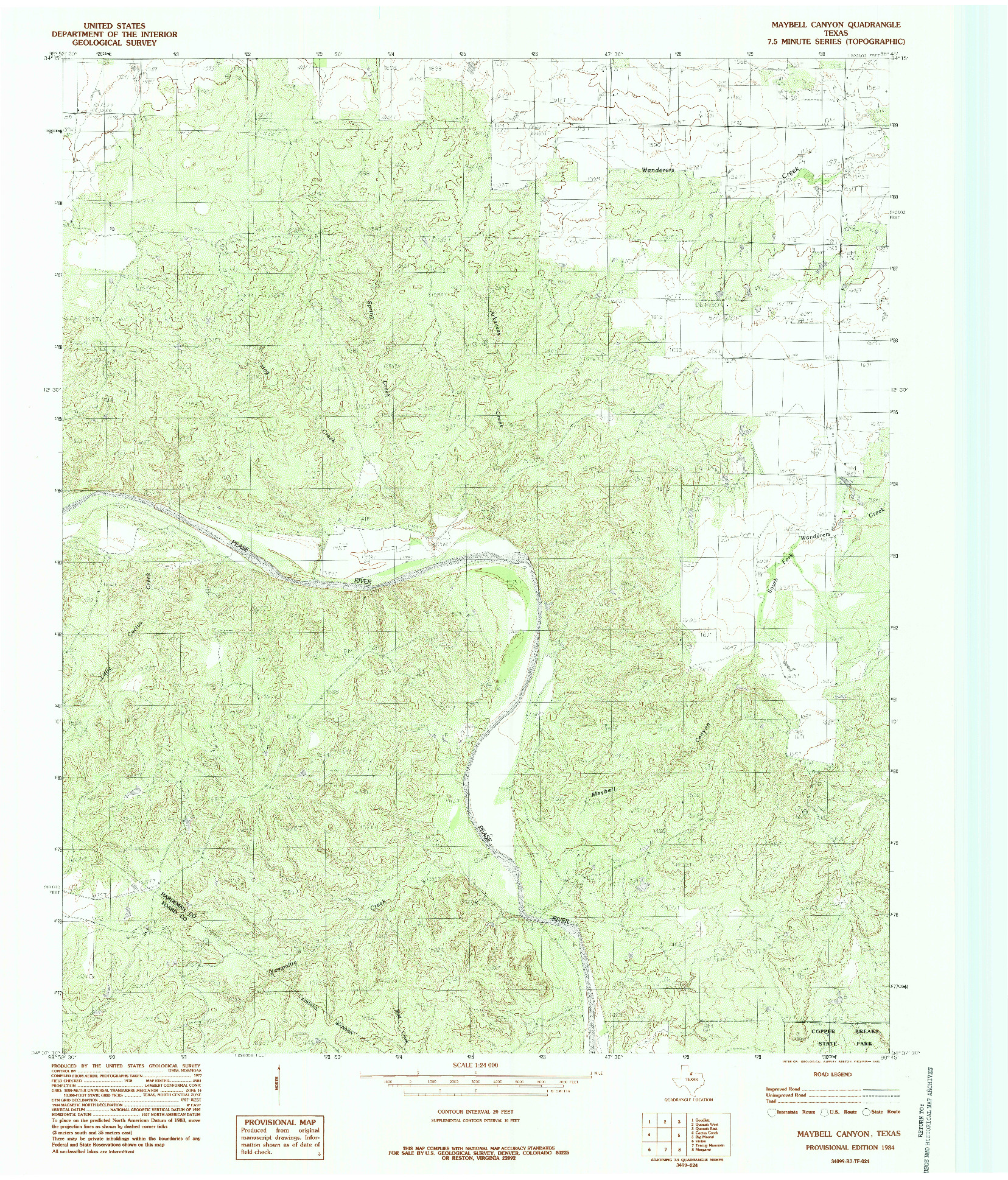 USGS 1:24000-SCALE QUADRANGLE FOR MAYBELL CANYON, TX 1984