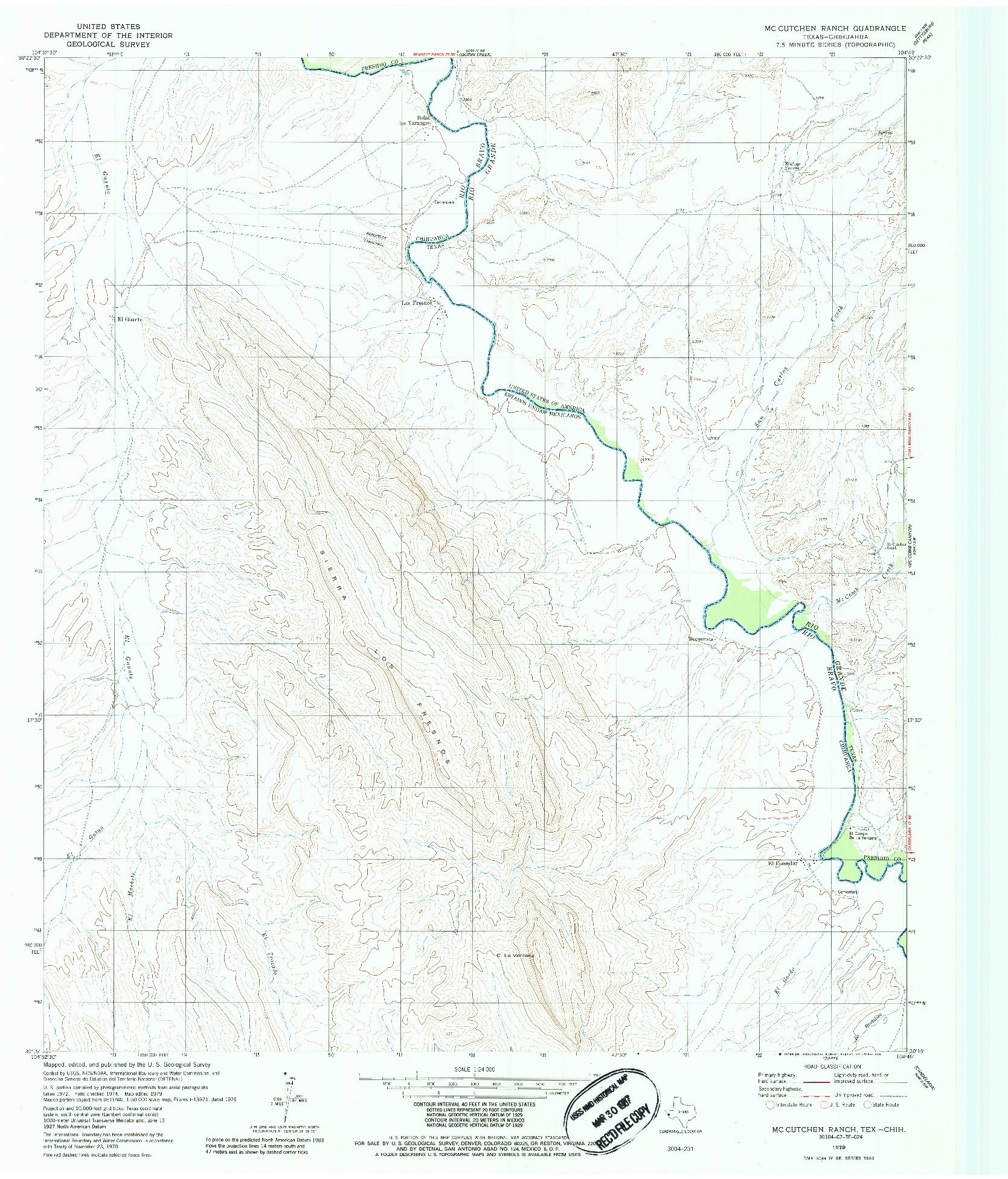 USGS 1:24000-SCALE QUADRANGLE FOR MCCUTCHEN RANCH, TX 1979