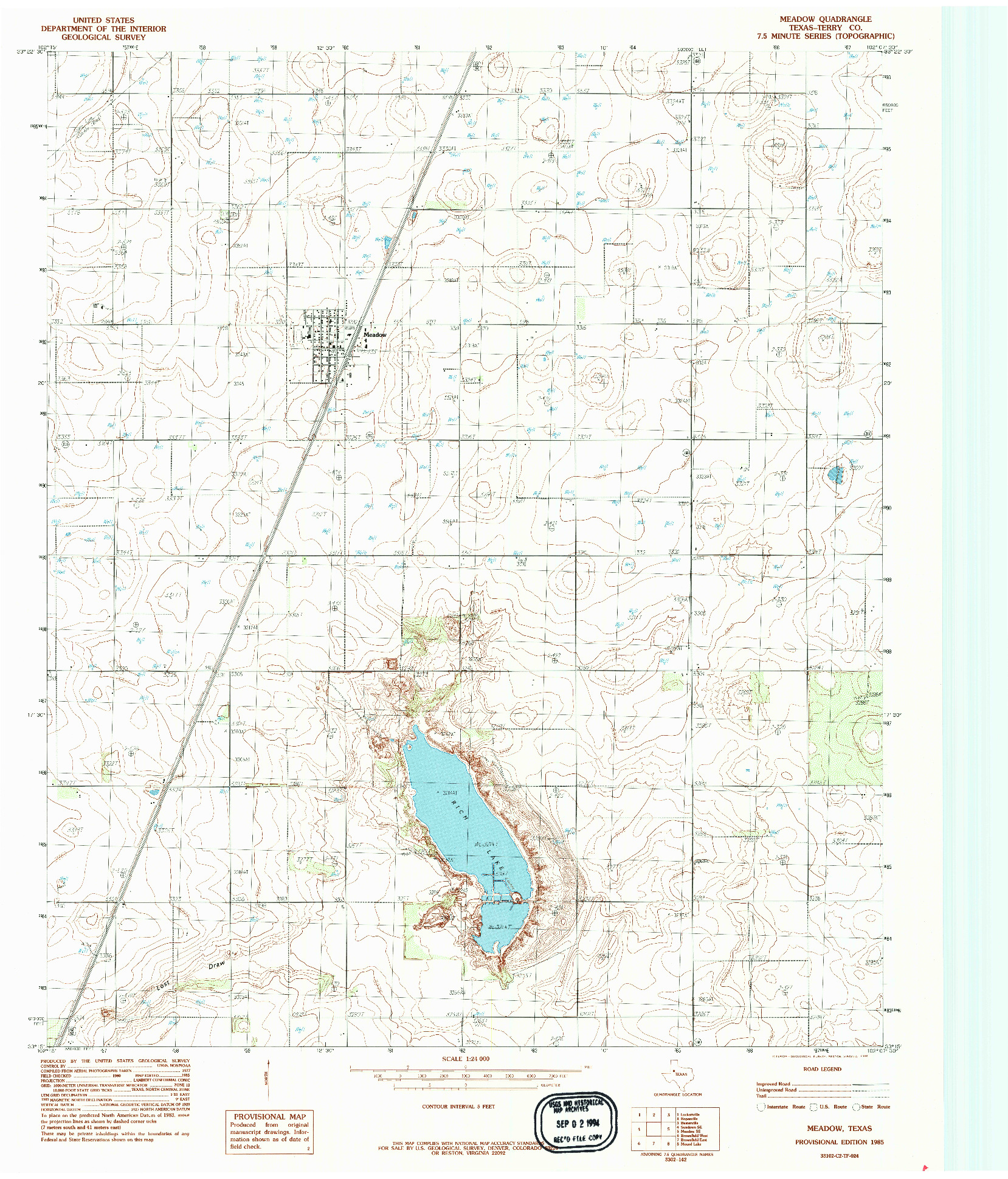 USGS 1:24000-SCALE QUADRANGLE FOR MEADOW, TX 1985