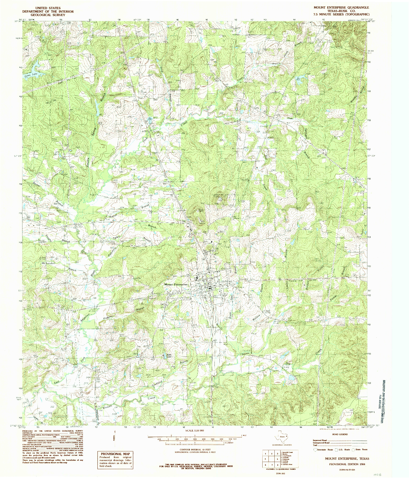 USGS 1:24000-SCALE QUADRANGLE FOR MOUNT ENTERPRISE, TX 1984