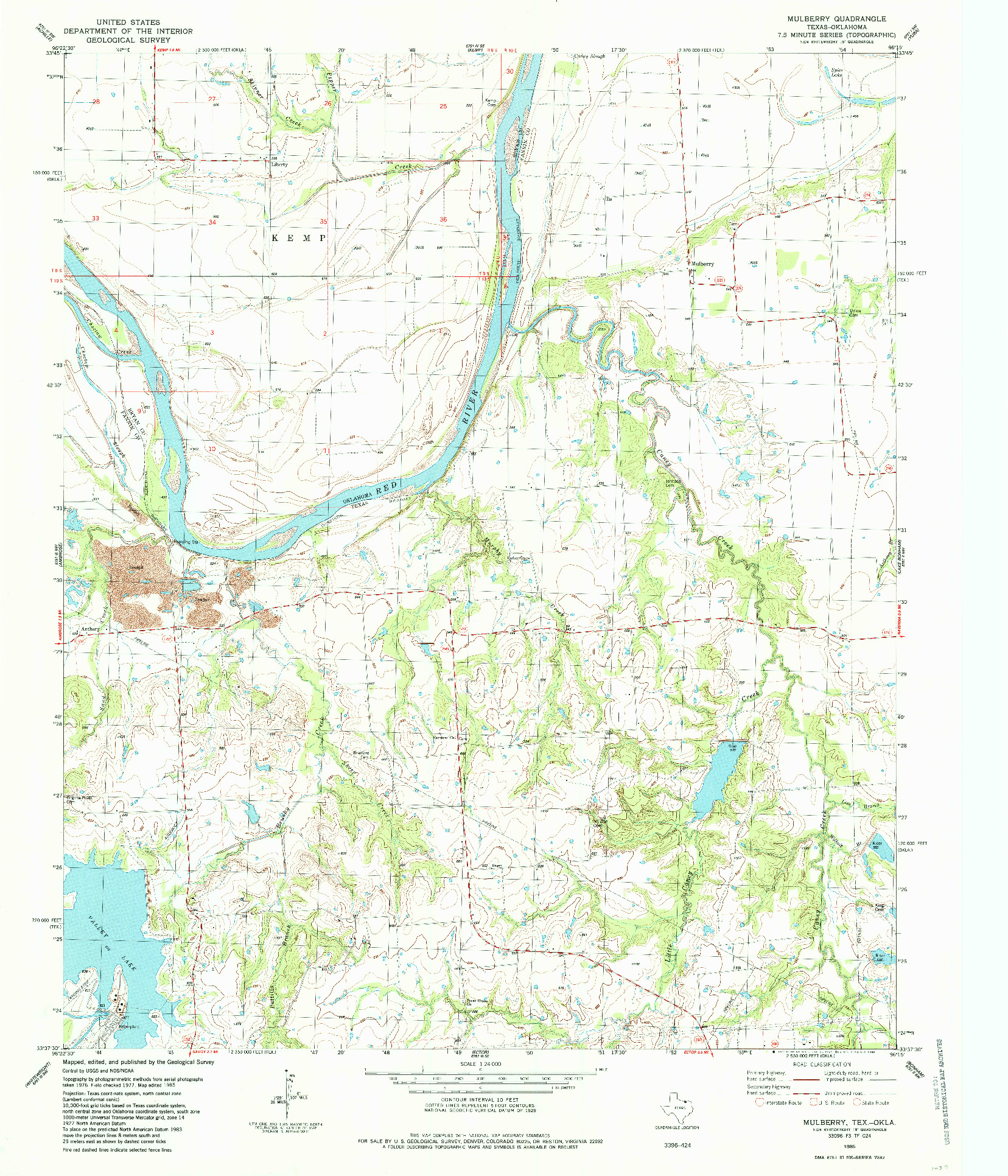 USGS 1:24000-SCALE QUADRANGLE FOR MULBERRY, TX 1985