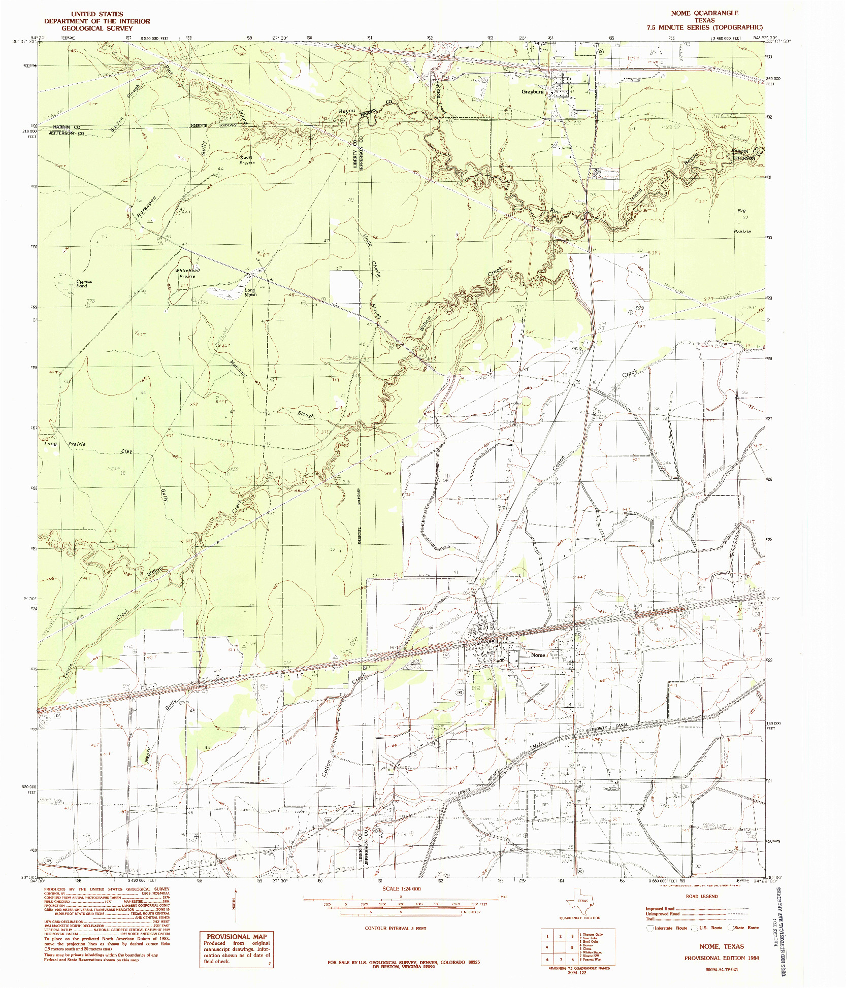 USGS 1:24000-SCALE QUADRANGLE FOR NOME, TX 1984