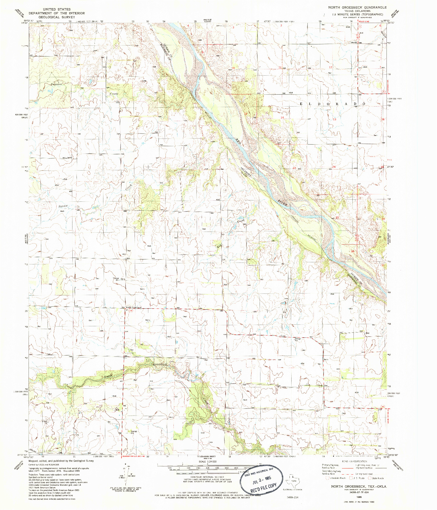 USGS 1:24000-SCALE QUADRANGLE FOR NORTH GROESBECK, TX 1985