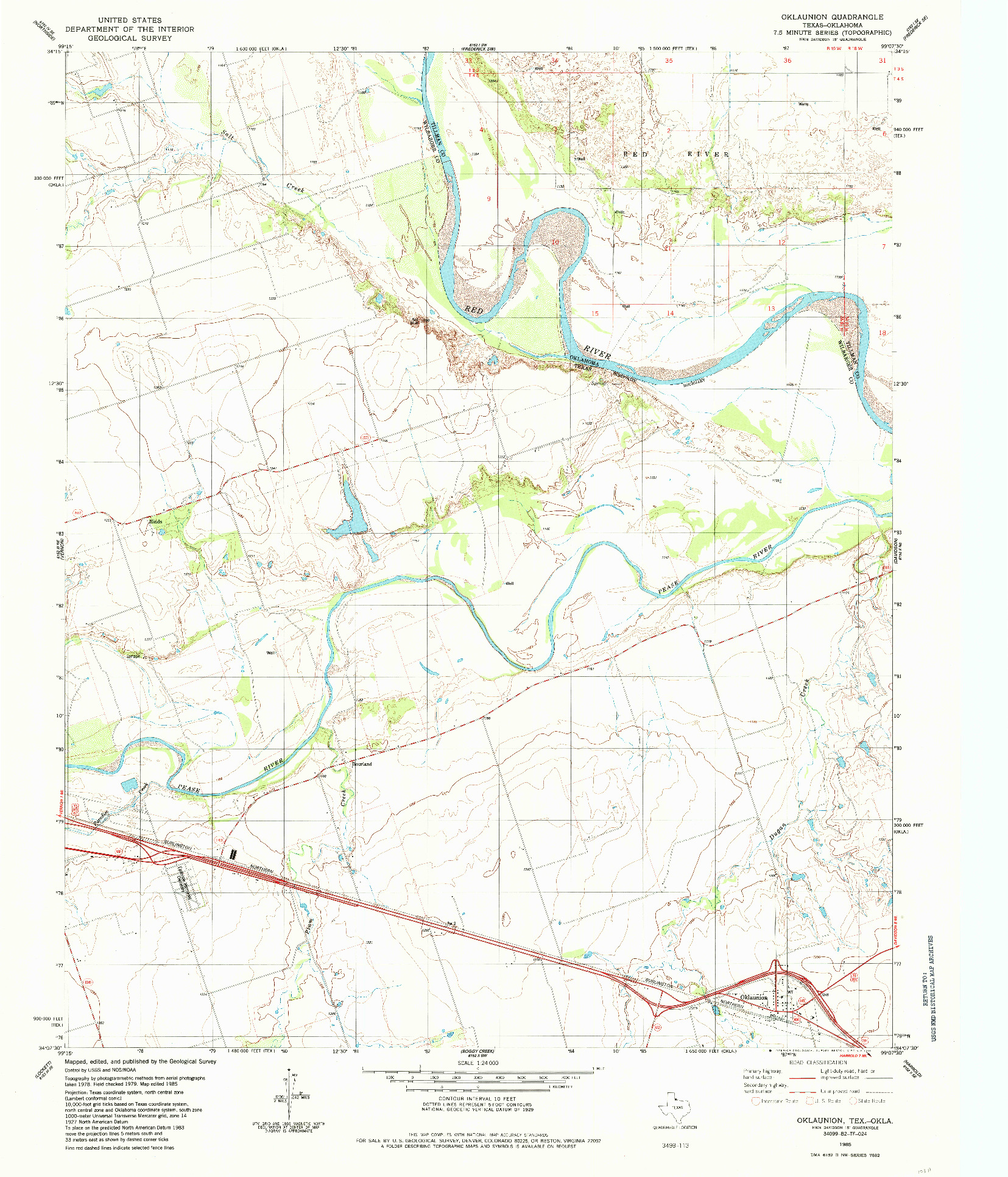 USGS 1:24000-SCALE QUADRANGLE FOR OKLAUNION, TX 1985