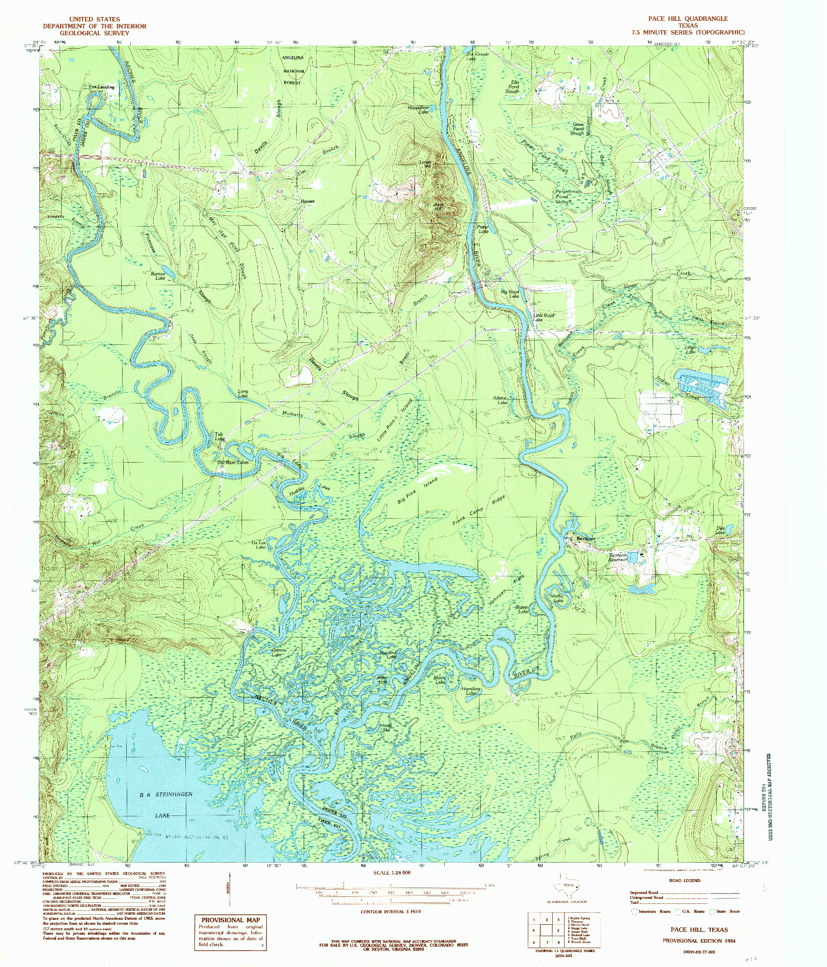 USGS 1:24000-SCALE QUADRANGLE FOR PACE HILL, TX 1984