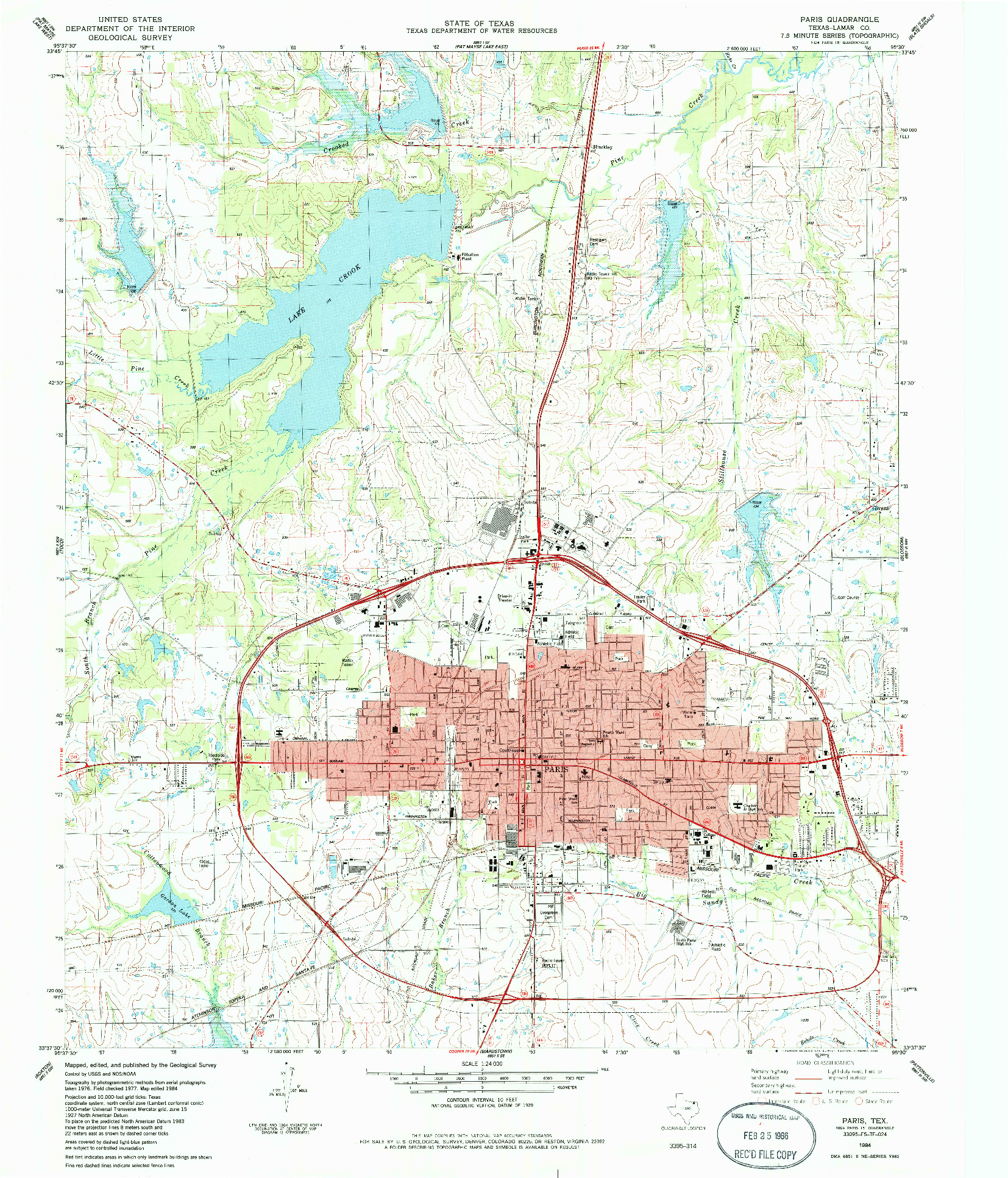 USGS 1:24000-SCALE QUADRANGLE FOR PARIS, TX 1984