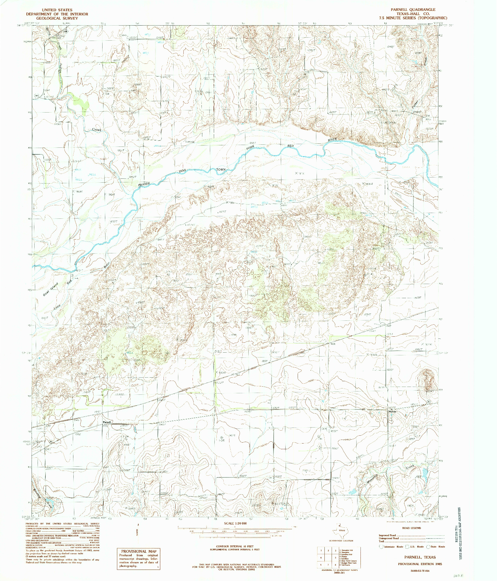 USGS 1:24000-SCALE QUADRANGLE FOR PARNELL, TX 1985