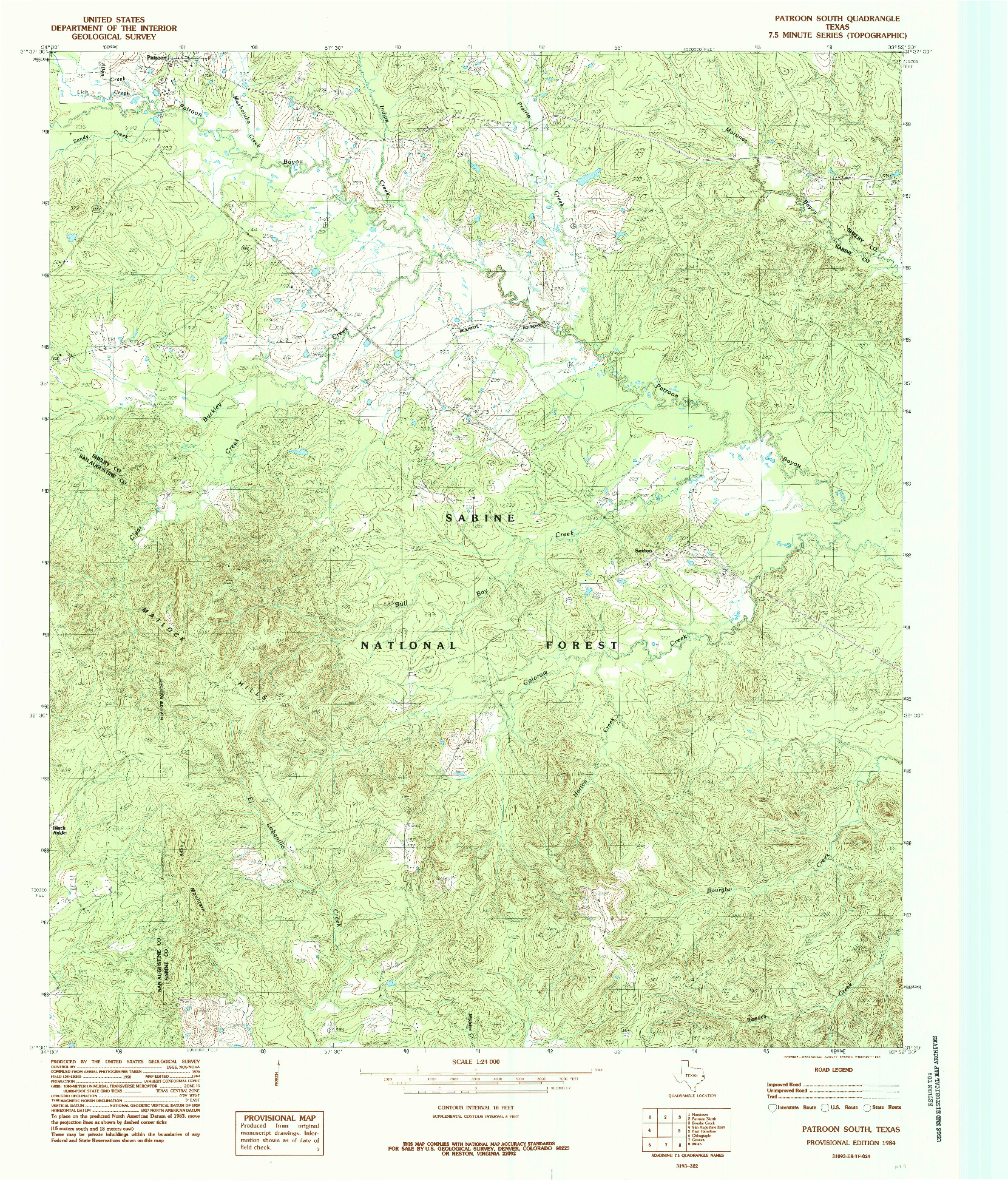 USGS 1:24000-SCALE QUADRANGLE FOR PATROON SOUTH, TX 1984