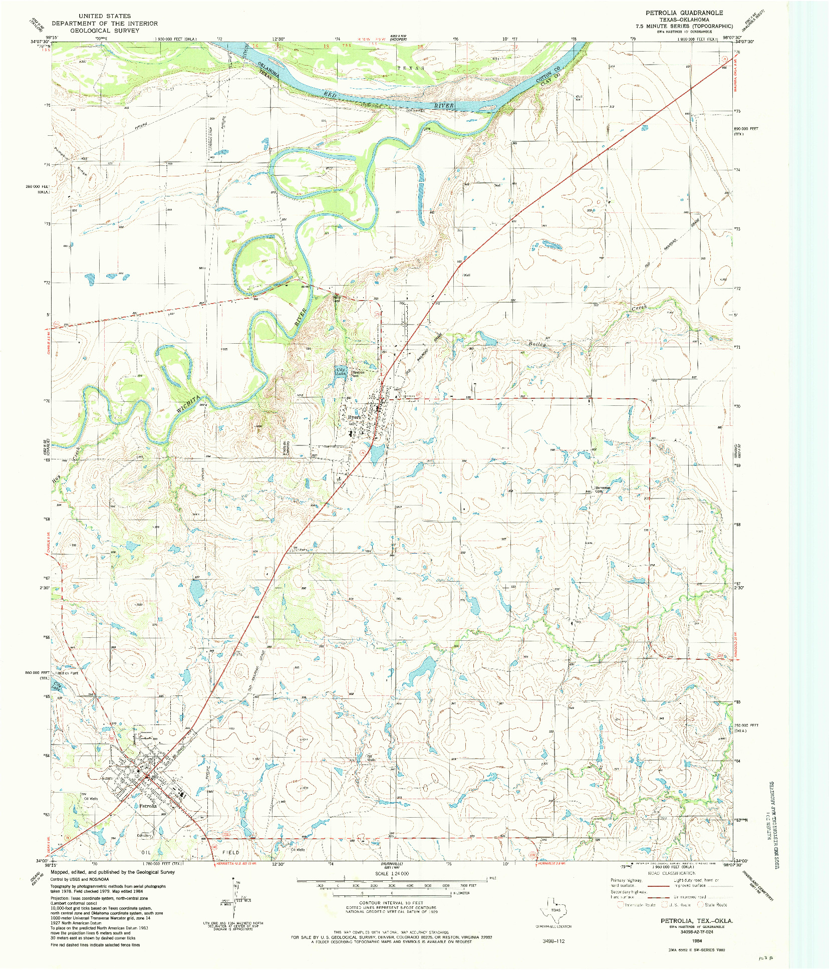 USGS 1:24000-SCALE QUADRANGLE FOR PETROLIA, TX 1984