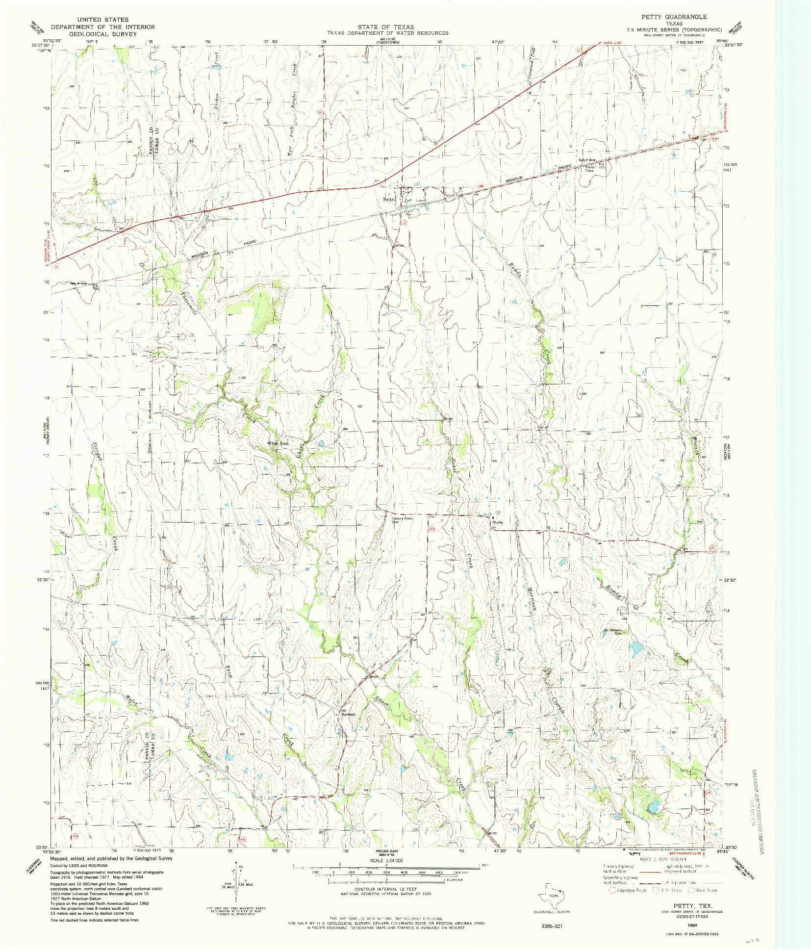 USGS 1:24000-SCALE QUADRANGLE FOR PETTY, TX 1984
