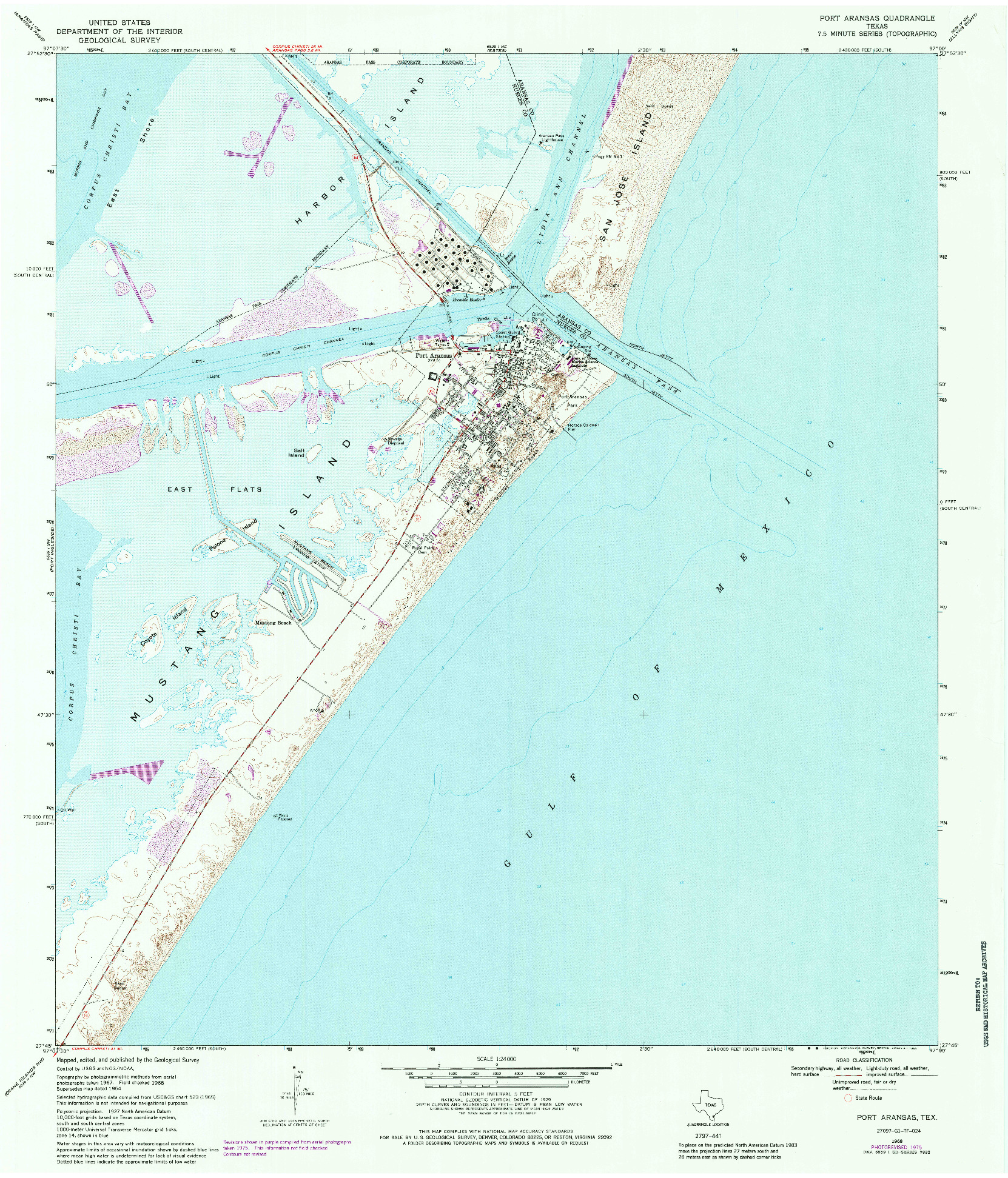 USGS 1:24000-SCALE QUADRANGLE FOR PORT ARANSAS, TX 1975