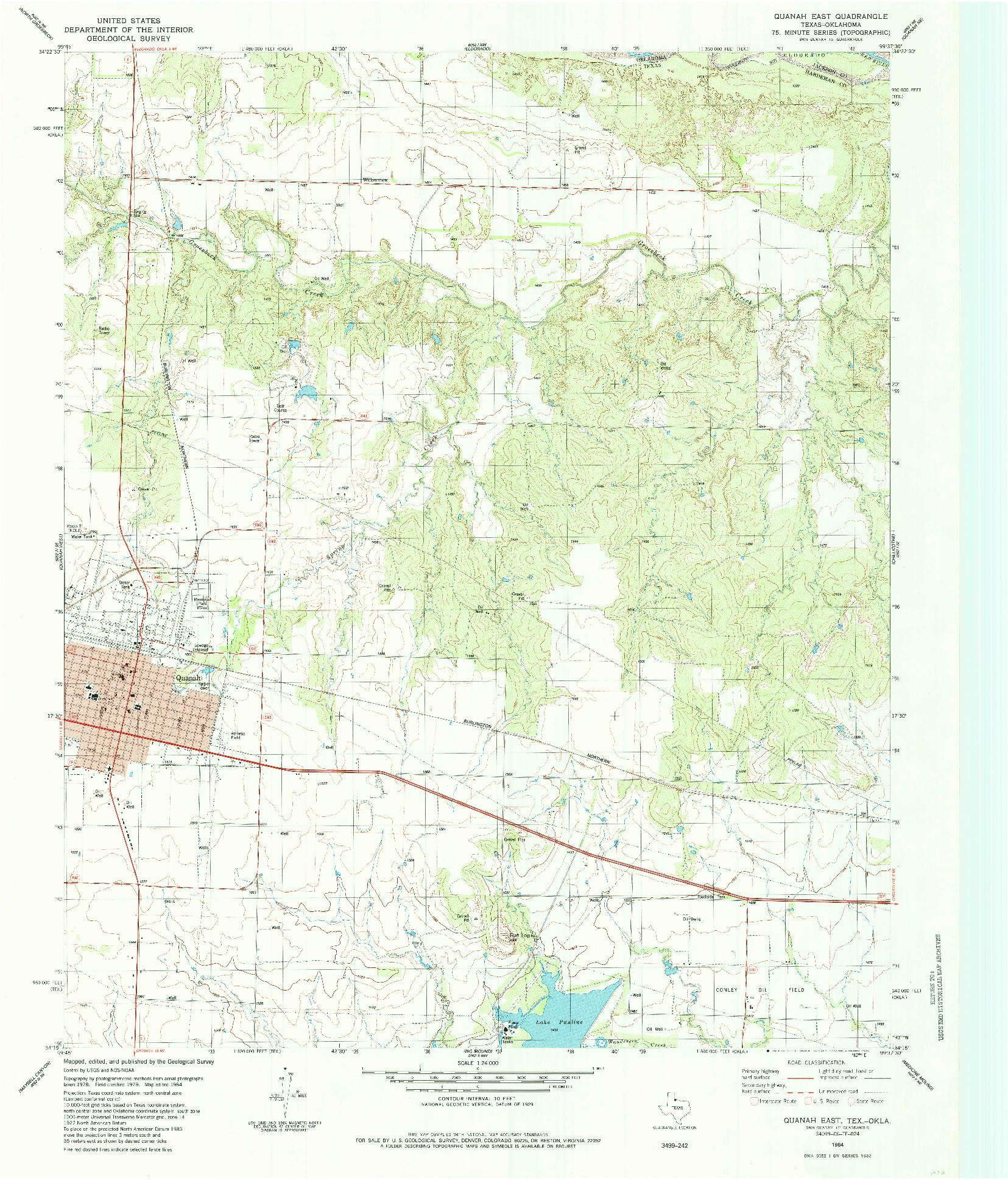 USGS 1:24000-SCALE QUADRANGLE FOR QUANAH EAST, TX 1984