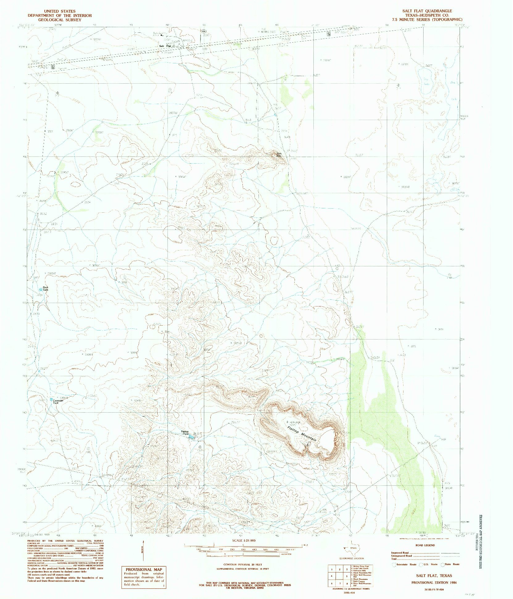 USGS 1:24000-SCALE QUADRANGLE FOR SALT FLAT, TX 1984