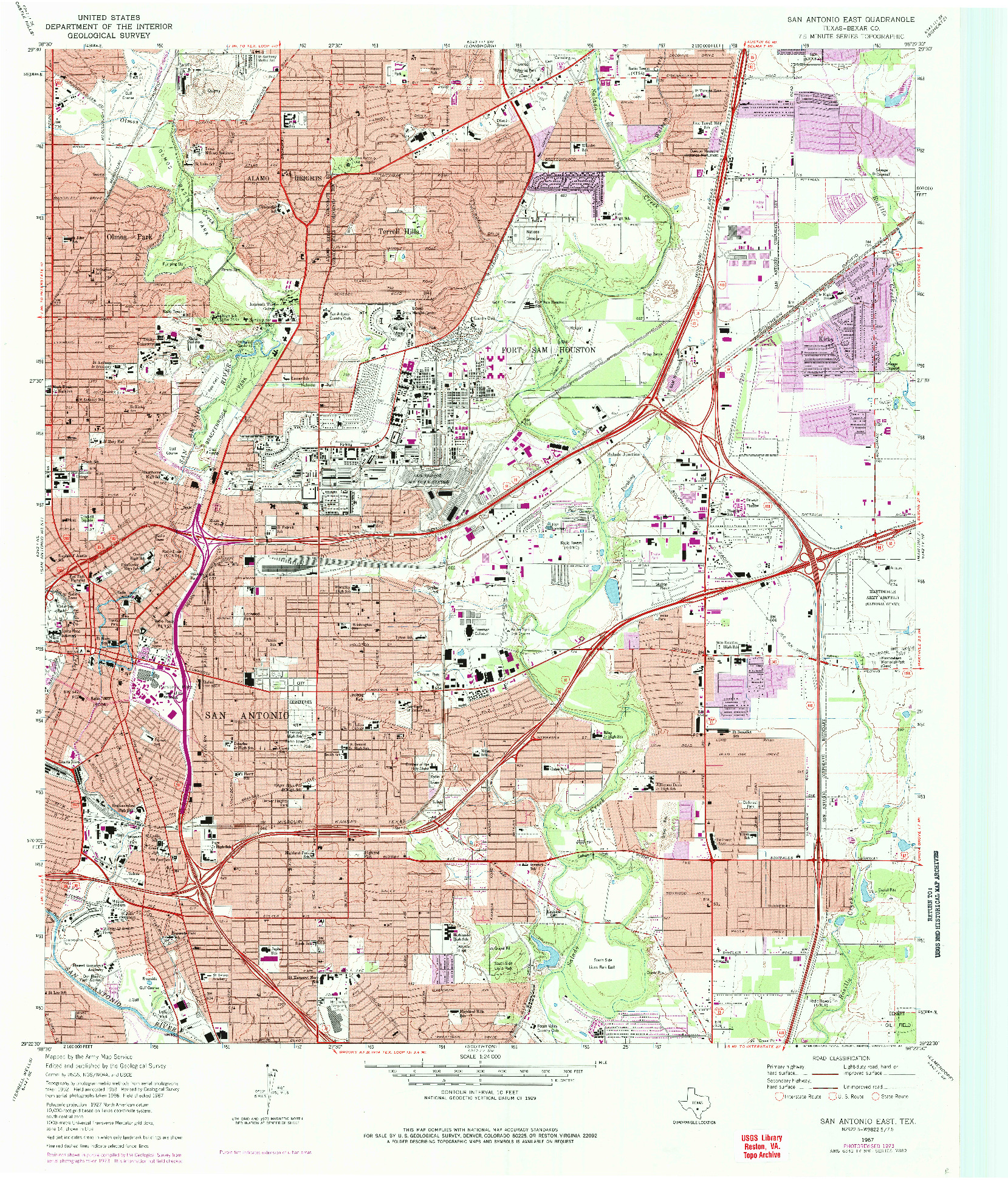 USGS 1:24000-SCALE QUADRANGLE FOR SAN ANTONIO EAST, TX 1967