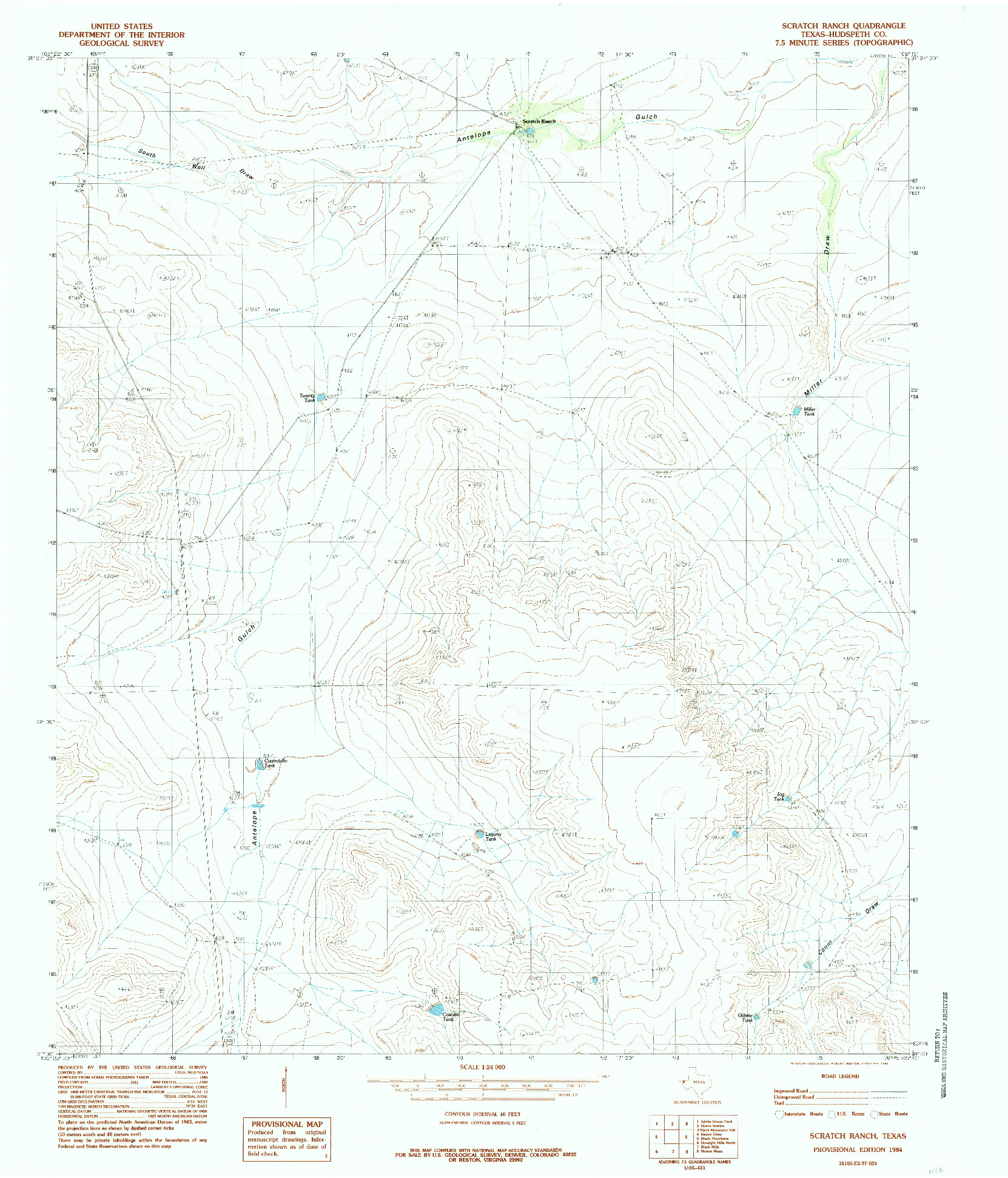 USGS 1:24000-SCALE QUADRANGLE FOR SCRATCH RANCH, TX 1984