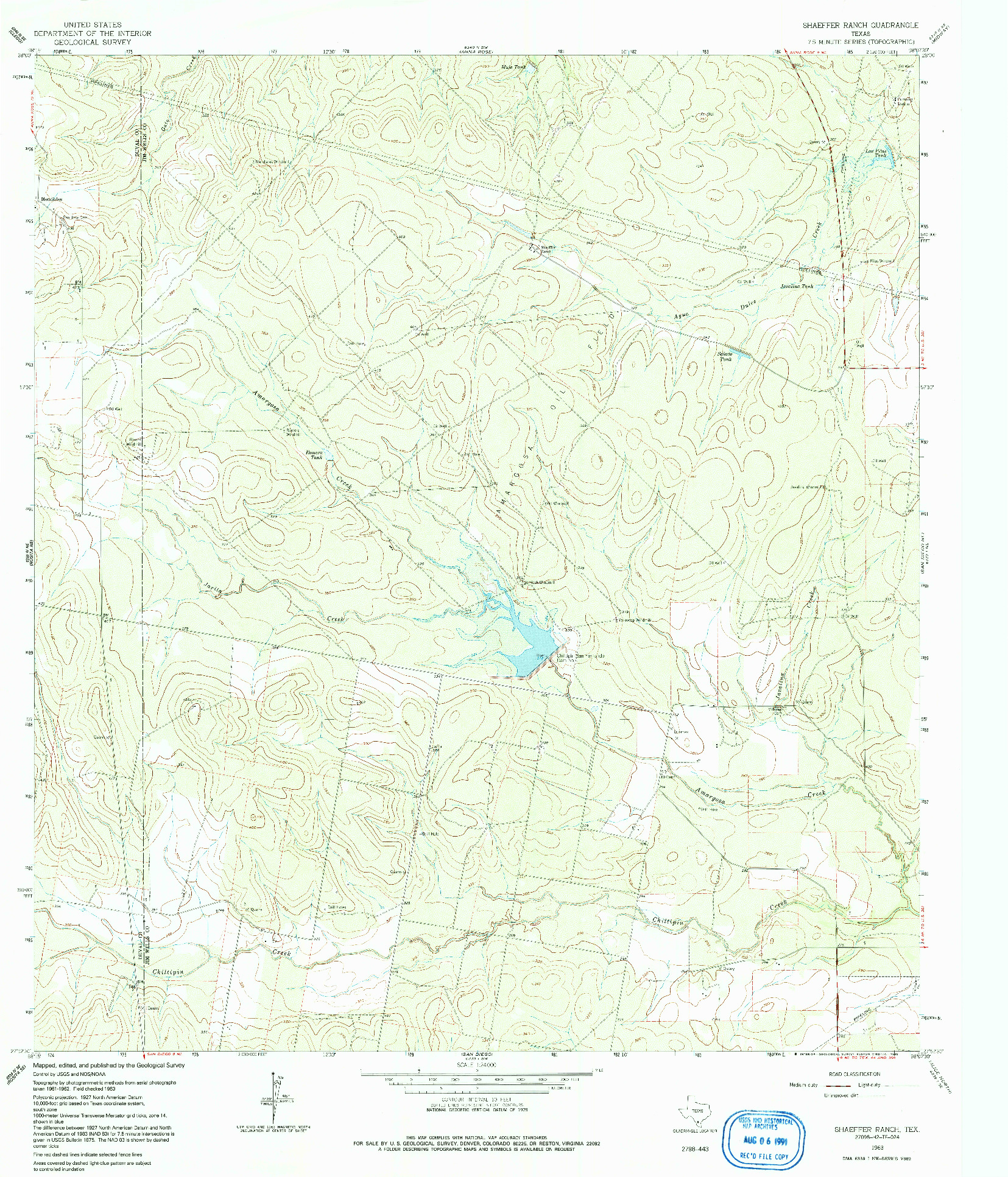 USGS 1:24000-SCALE QUADRANGLE FOR SHAEFFER RANCH, TX 1963