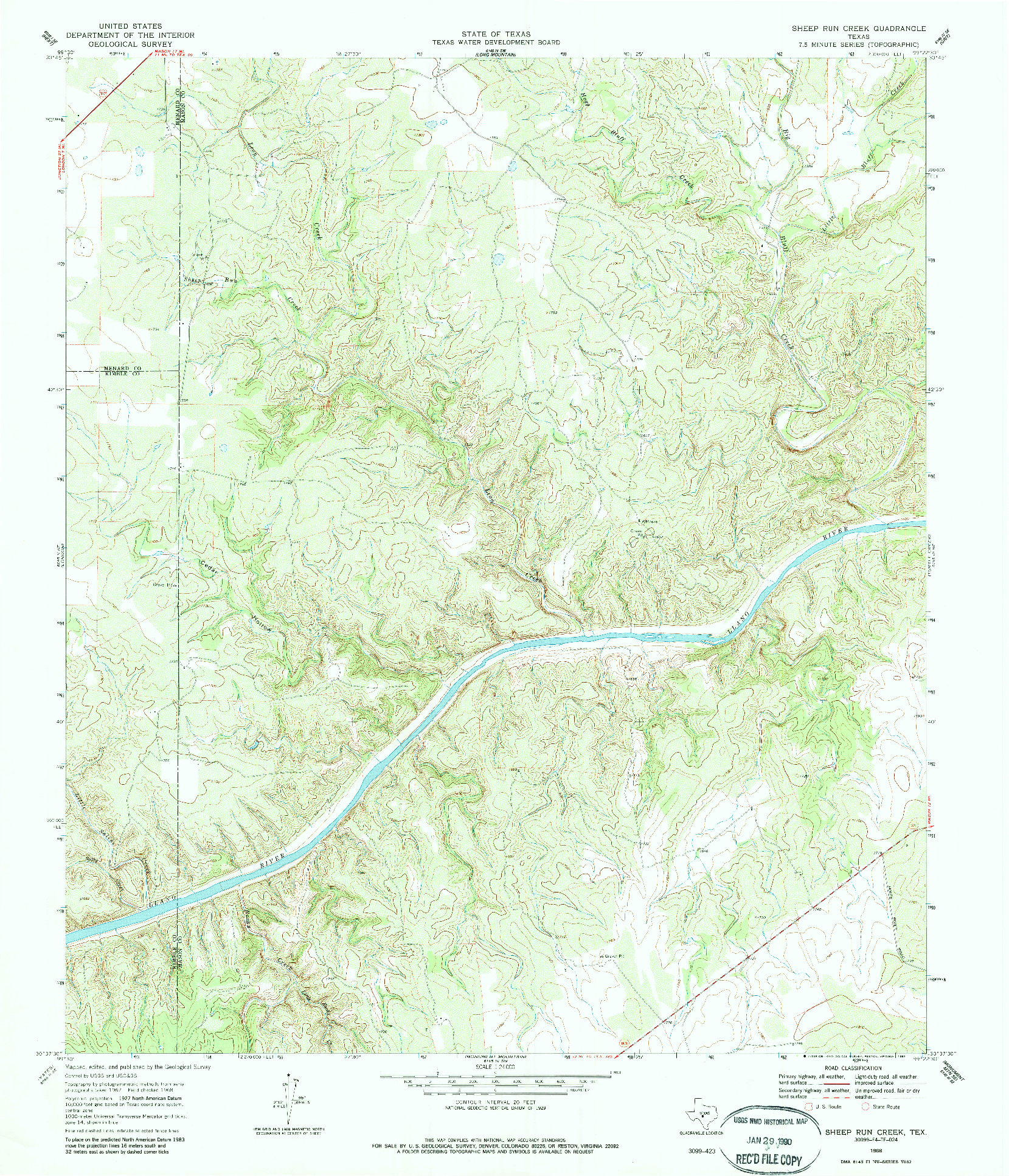 USGS 1:24000-SCALE QUADRANGLE FOR SHEEP RUN CREEK, TX 1968