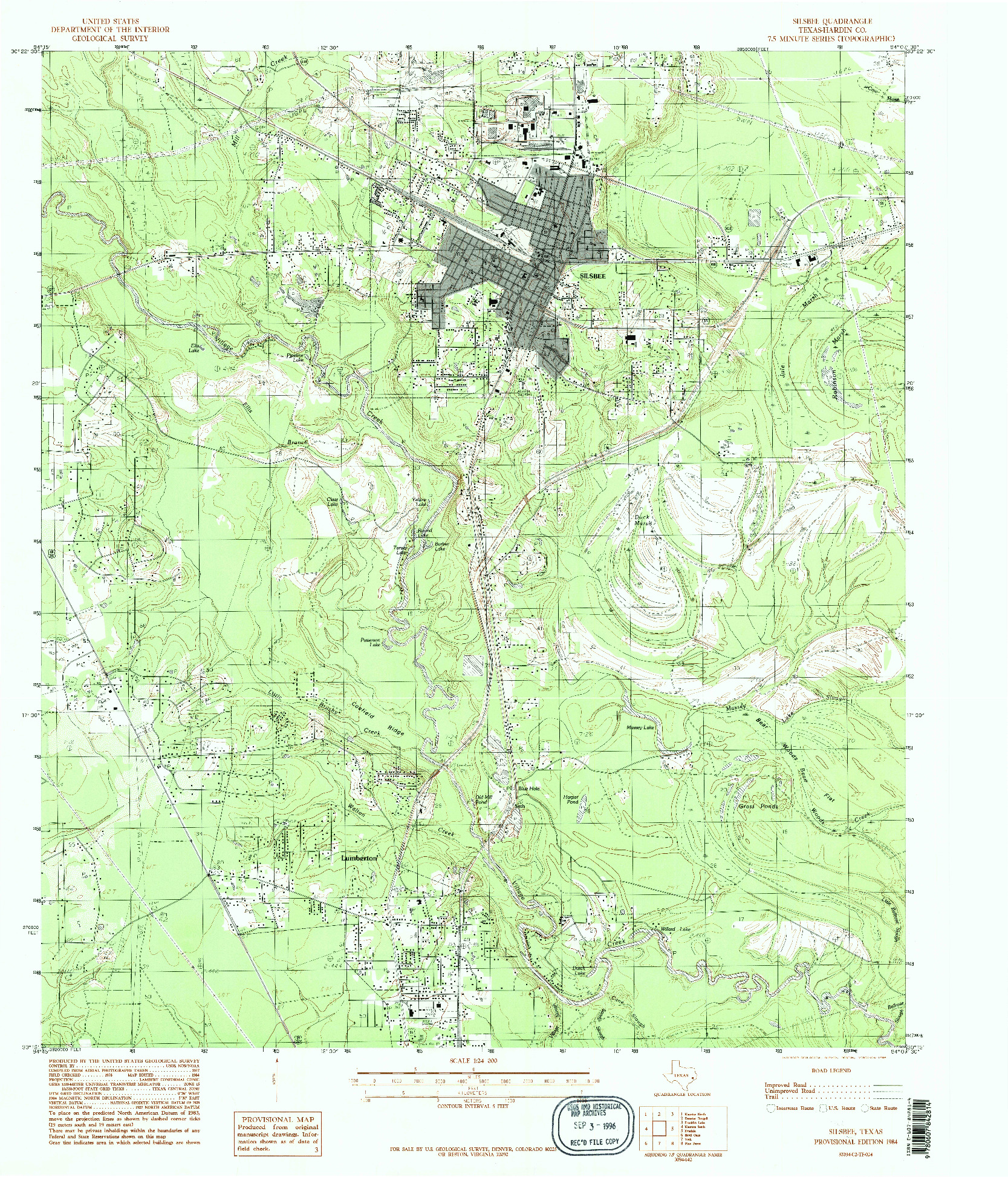USGS 1:24000-SCALE QUADRANGLE FOR SILSBEE, TX 1984
