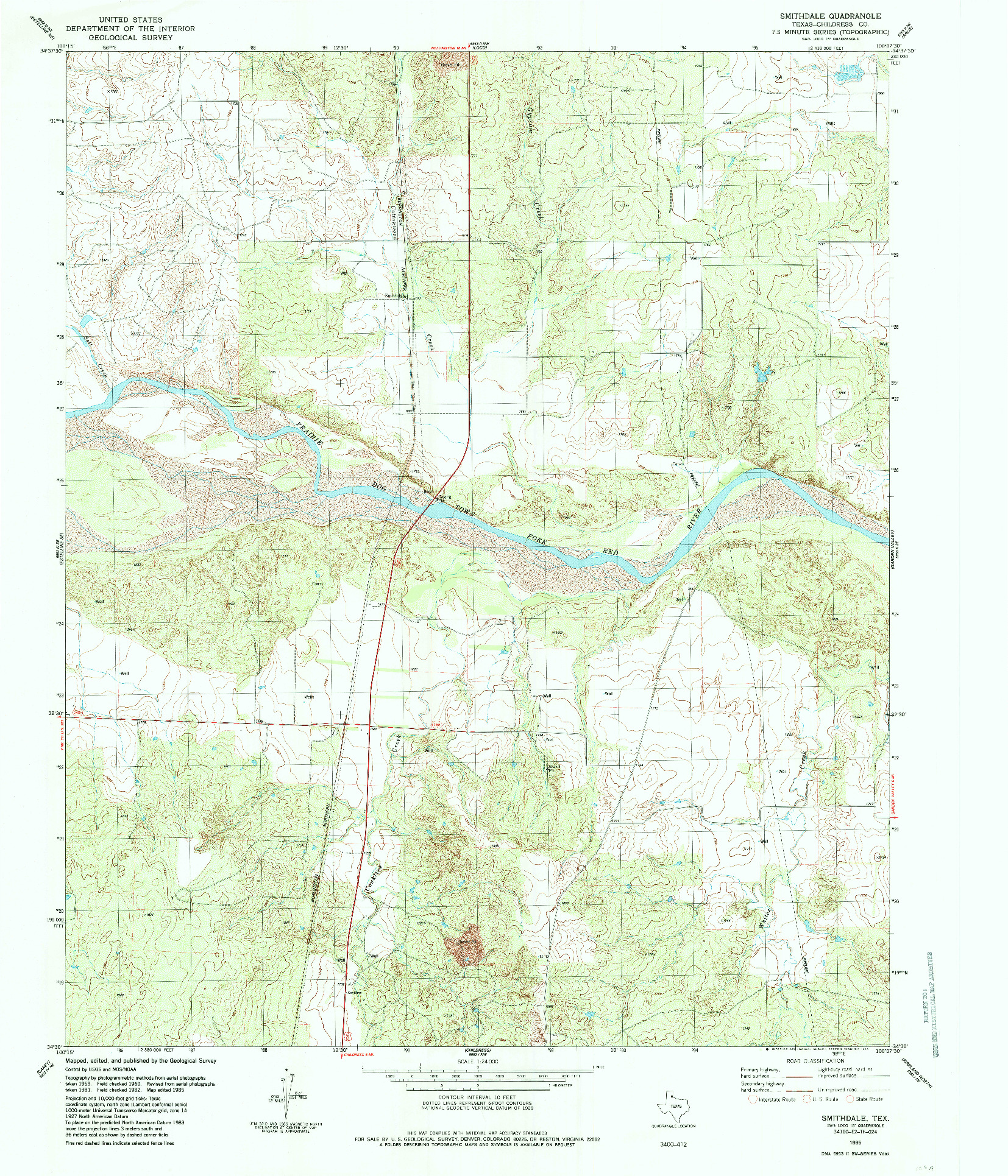 USGS 1:24000-SCALE QUADRANGLE FOR SMITHDALE, TX 1985