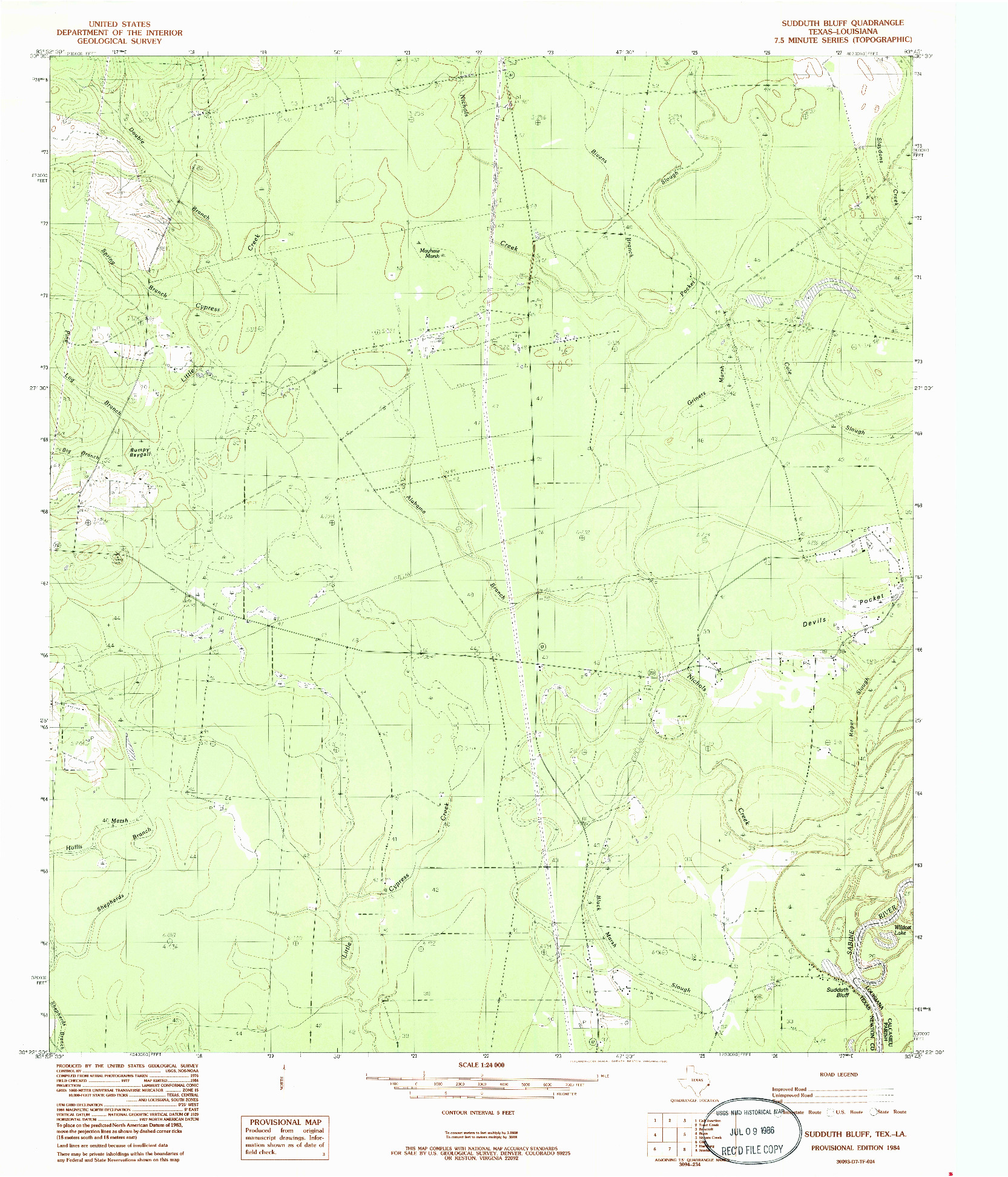 USGS 1:24000-SCALE QUADRANGLE FOR SUDDUTH BLUFF, TX 1984