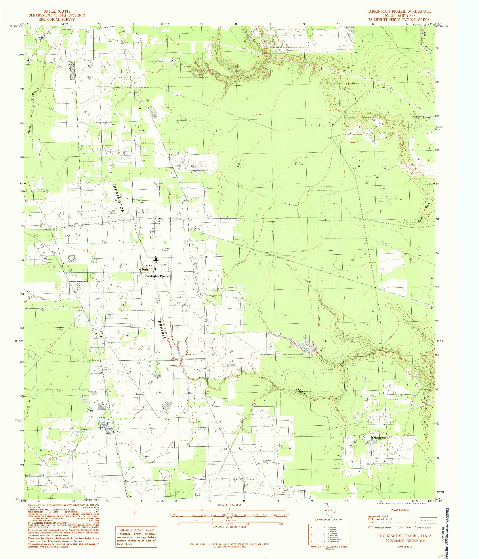 USGS 1:24000-SCALE QUADRANGLE FOR TARKINGTON PRAIRIE, TX 1984