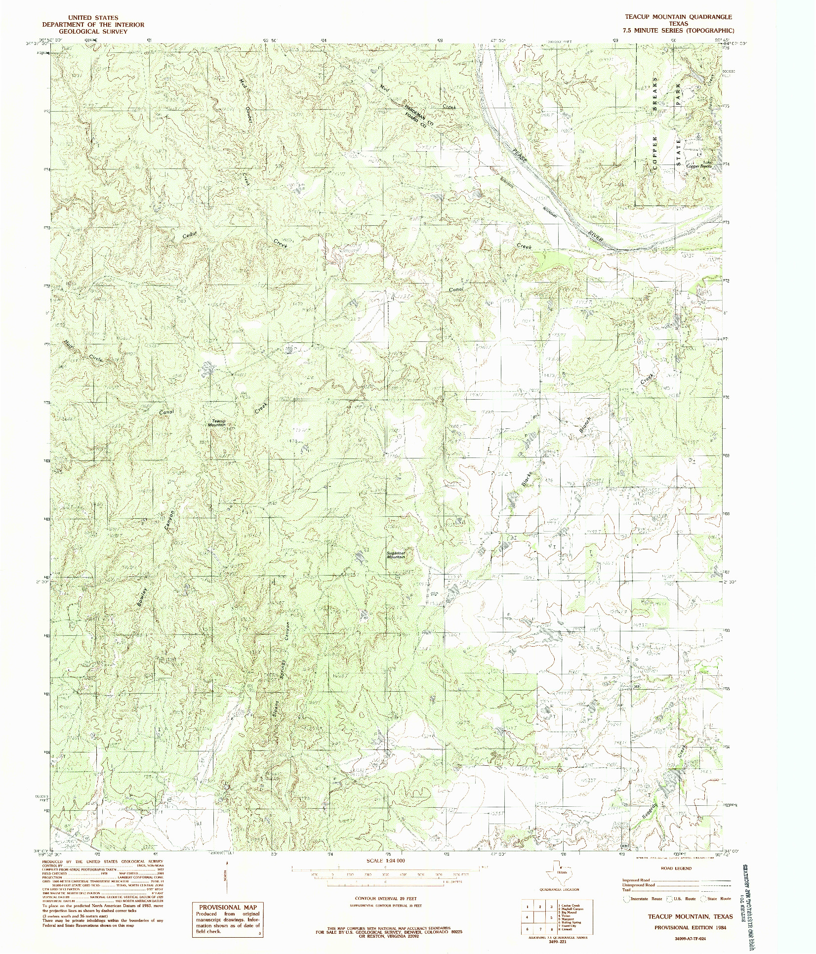 USGS 1:24000-SCALE QUADRANGLE FOR TEACUP MOUNTAIN, TX 1984