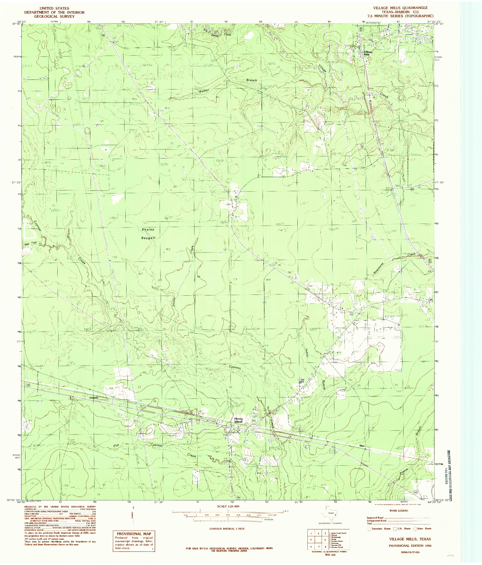 USGS 1:24000-SCALE QUADRANGLE FOR VILLAGE MILLS, TX 1984