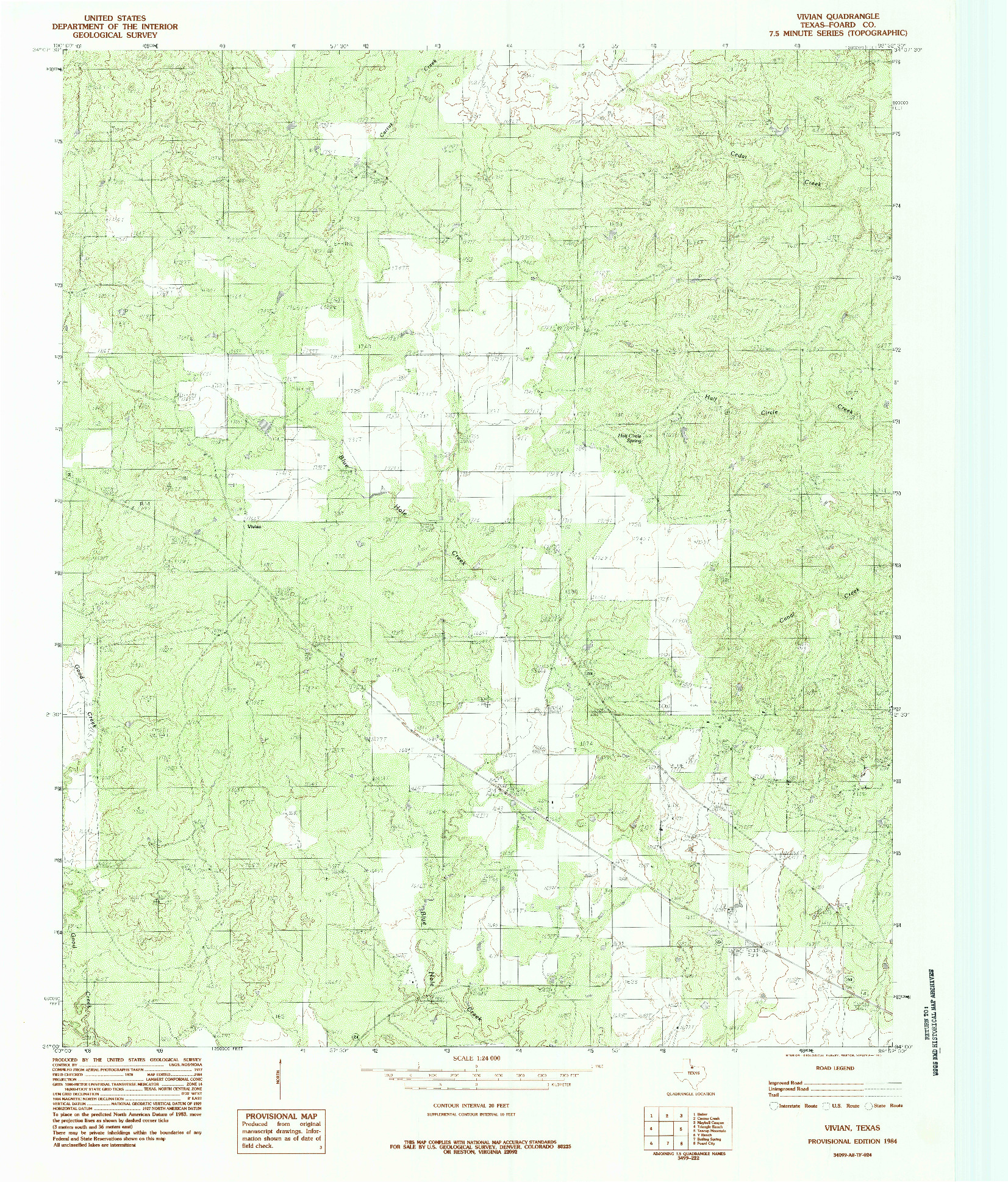 USGS 1:24000-SCALE QUADRANGLE FOR VIVIAN, TX 1984