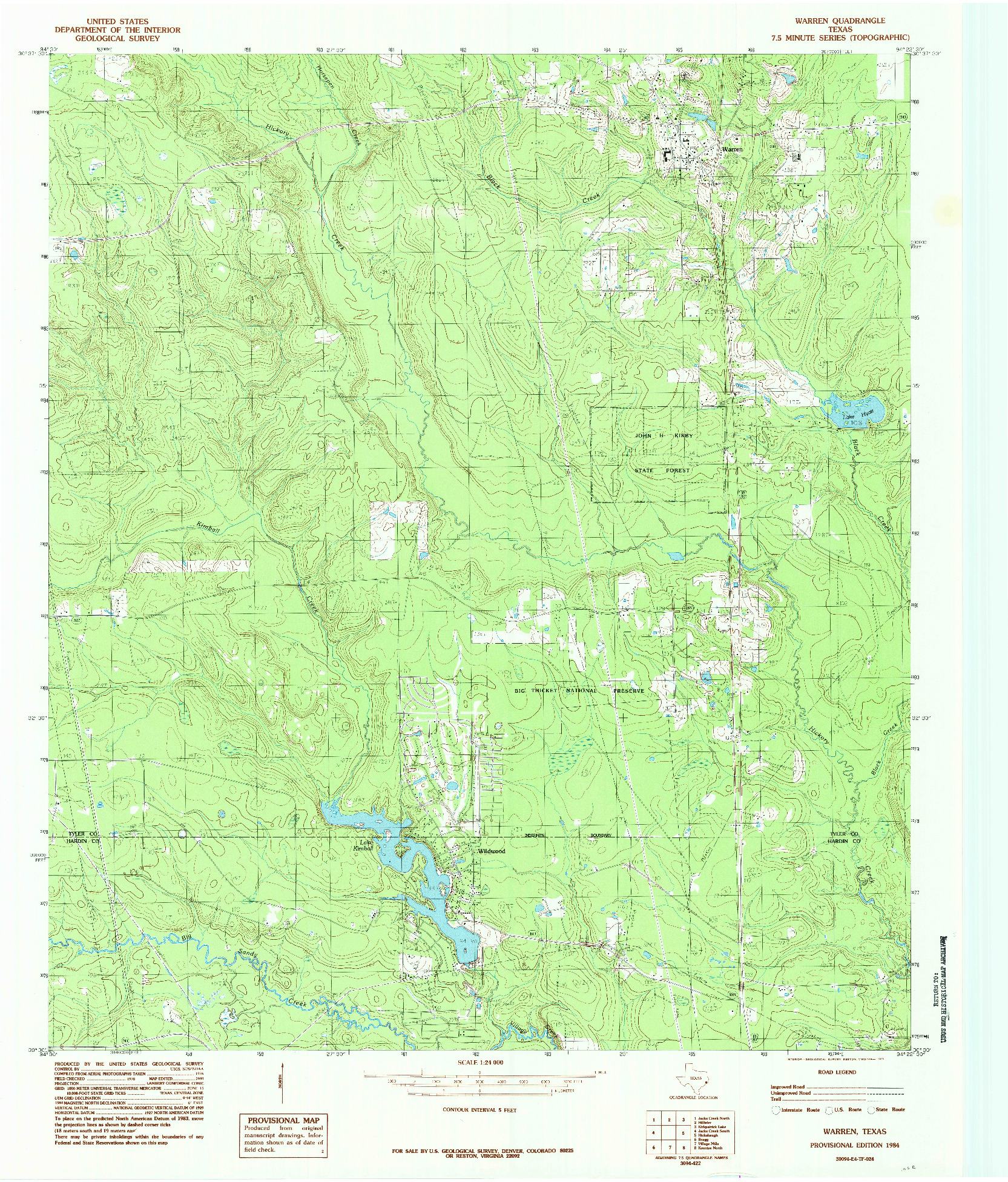 USGS 1:24000-SCALE QUADRANGLE FOR WARREN, TX 1984